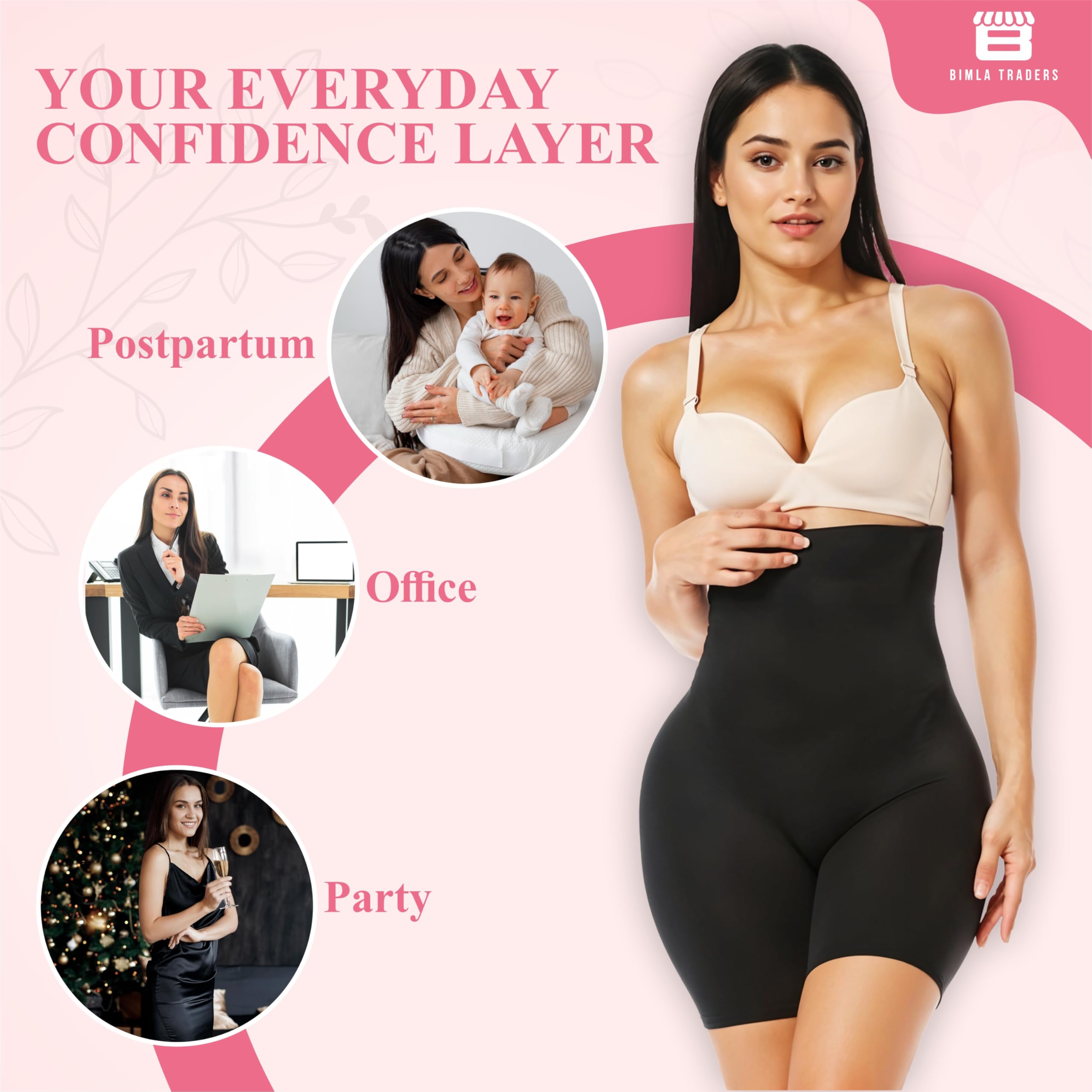 Btag High Waist Tummy Control Shapewear Shorts - Image 3