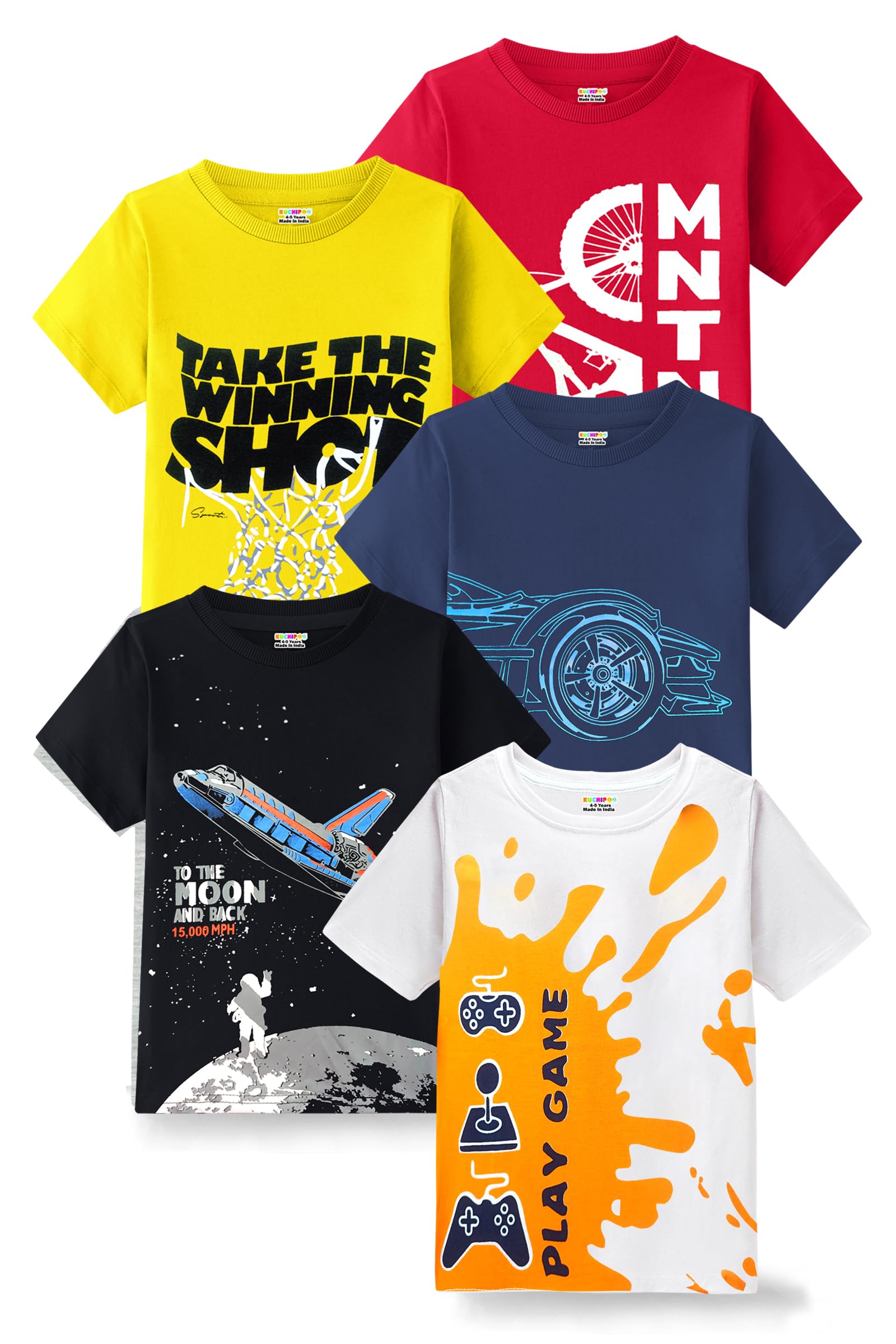 Kuchipoo Boys Multi-Colored Cotton T-Shirts