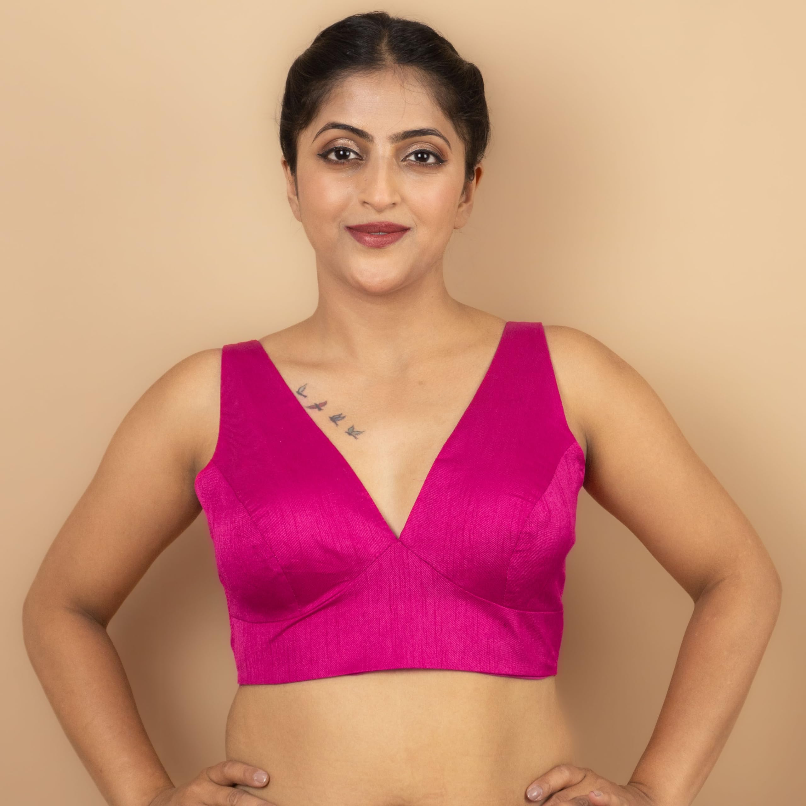 Sabyasachi Sleeveless Blouse - Rani Pink - Image 2