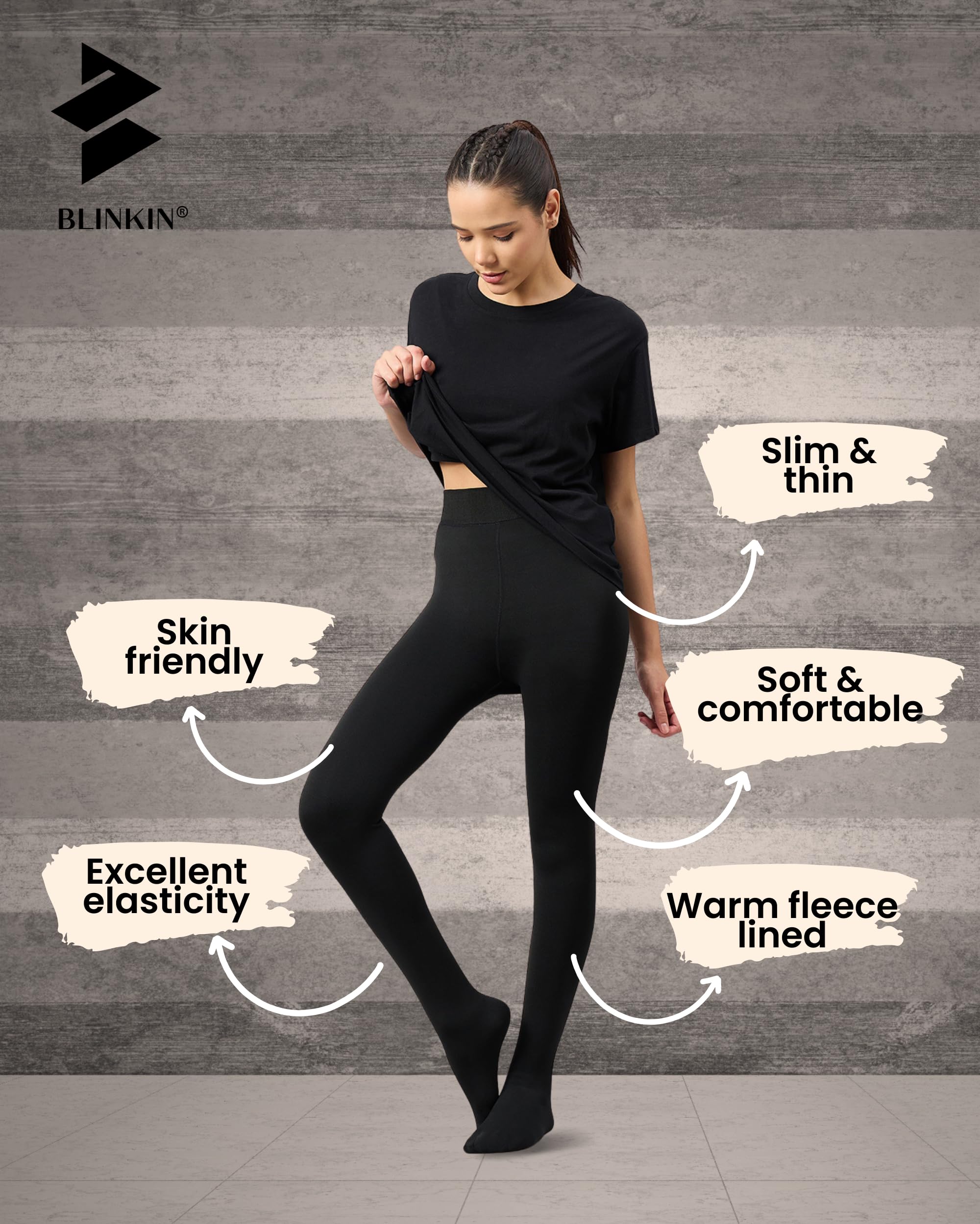 BLINKIN Women Fleece Leggings Thermal Tights - Image 2