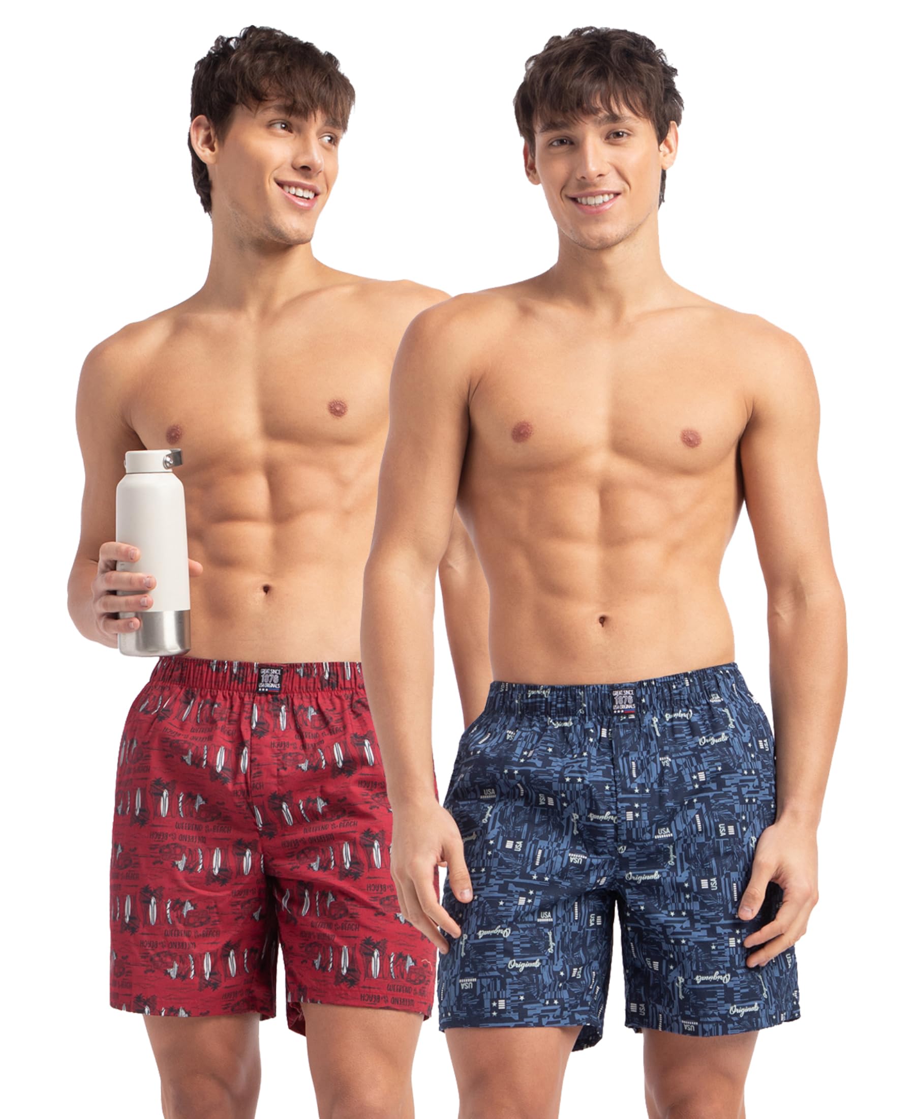 Jockey Men's Boxers - Navy & Karanda Red