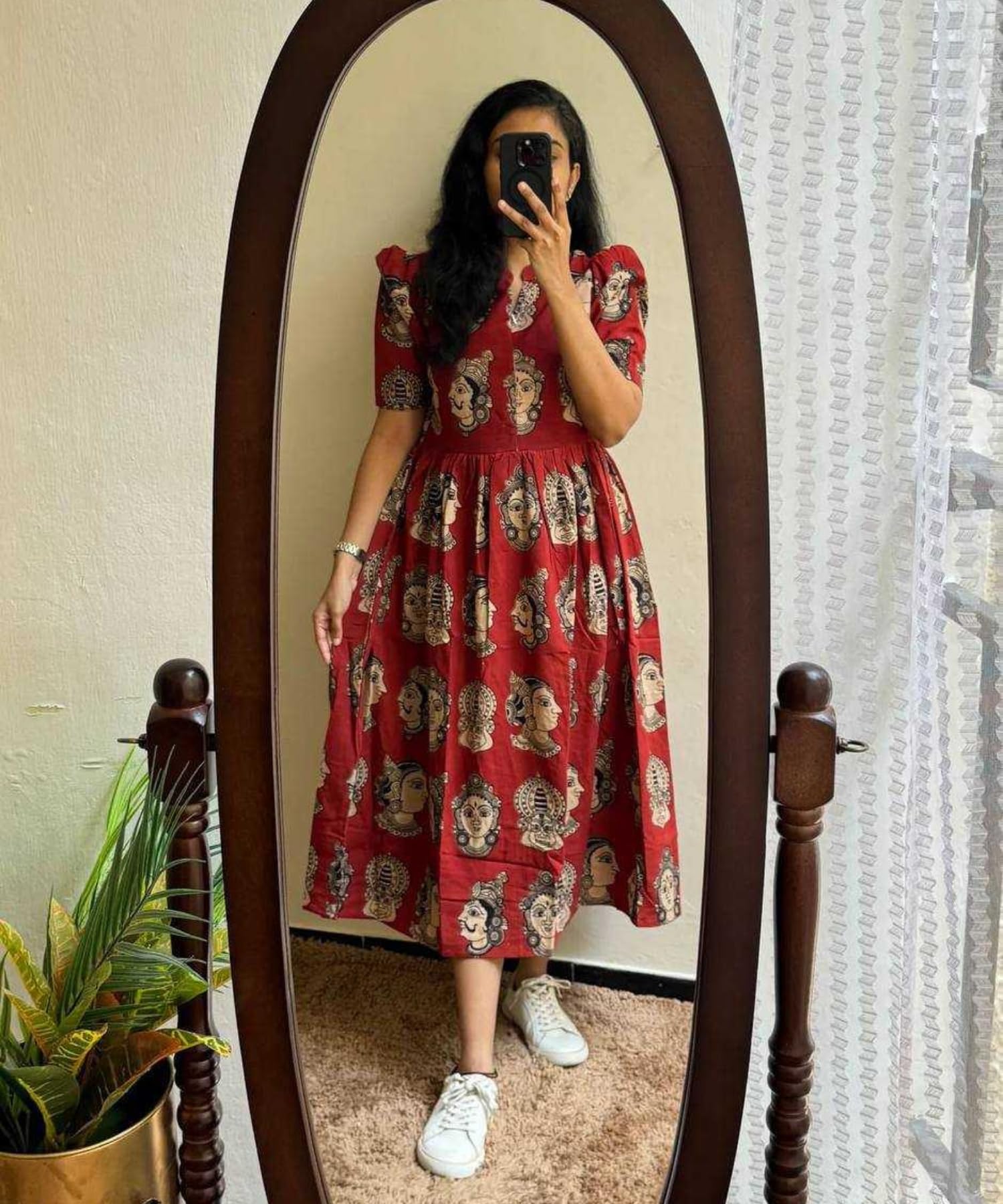 SATYAVRAT CREATION Women Ethnic Fusion Midi Dress - Red - Image 3