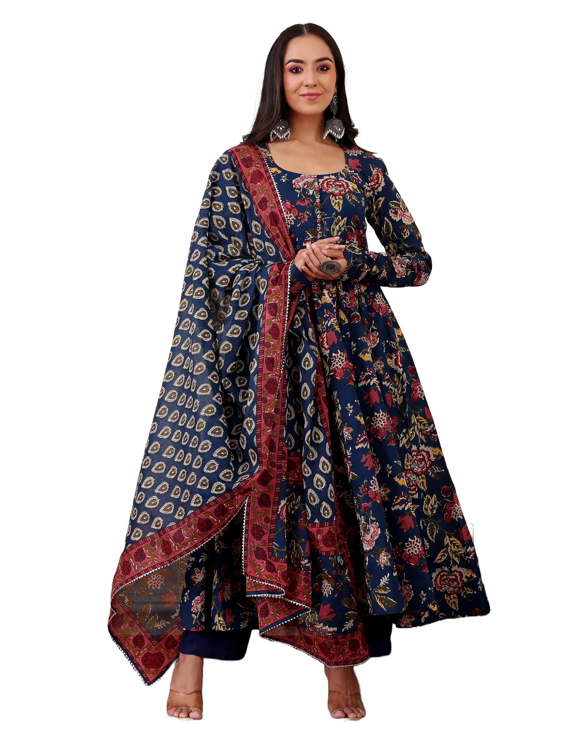 KLOSIA Women Printed Anarkali Kurta - Blue