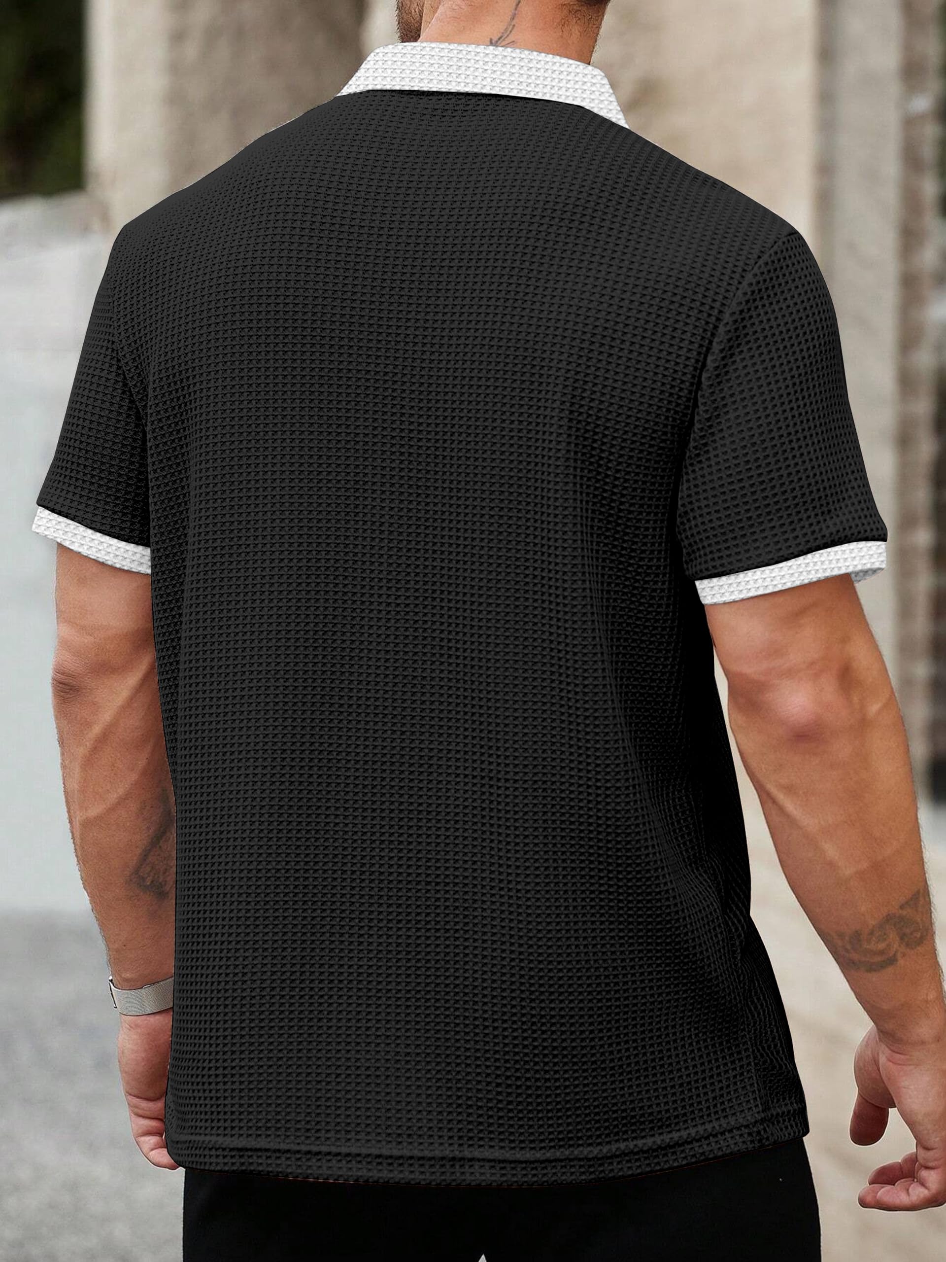 KAJARU Men Waffle Knit Polo T-Shirt - Image 3