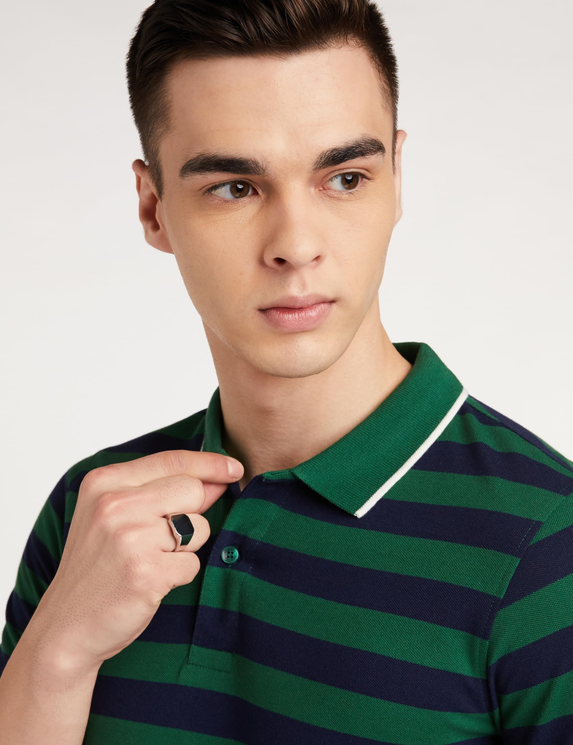 Amazon Men Cotton Rich Striped Polo T Shirt - Image 4