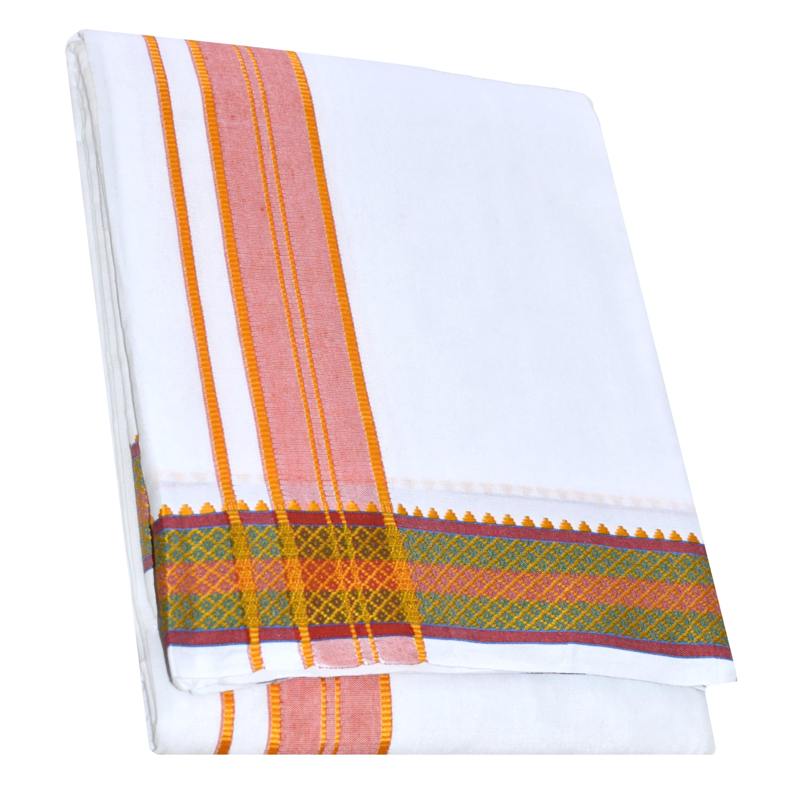 TUNI MANI Men's Panchakacham Dhoti with Zari Border - Image 4