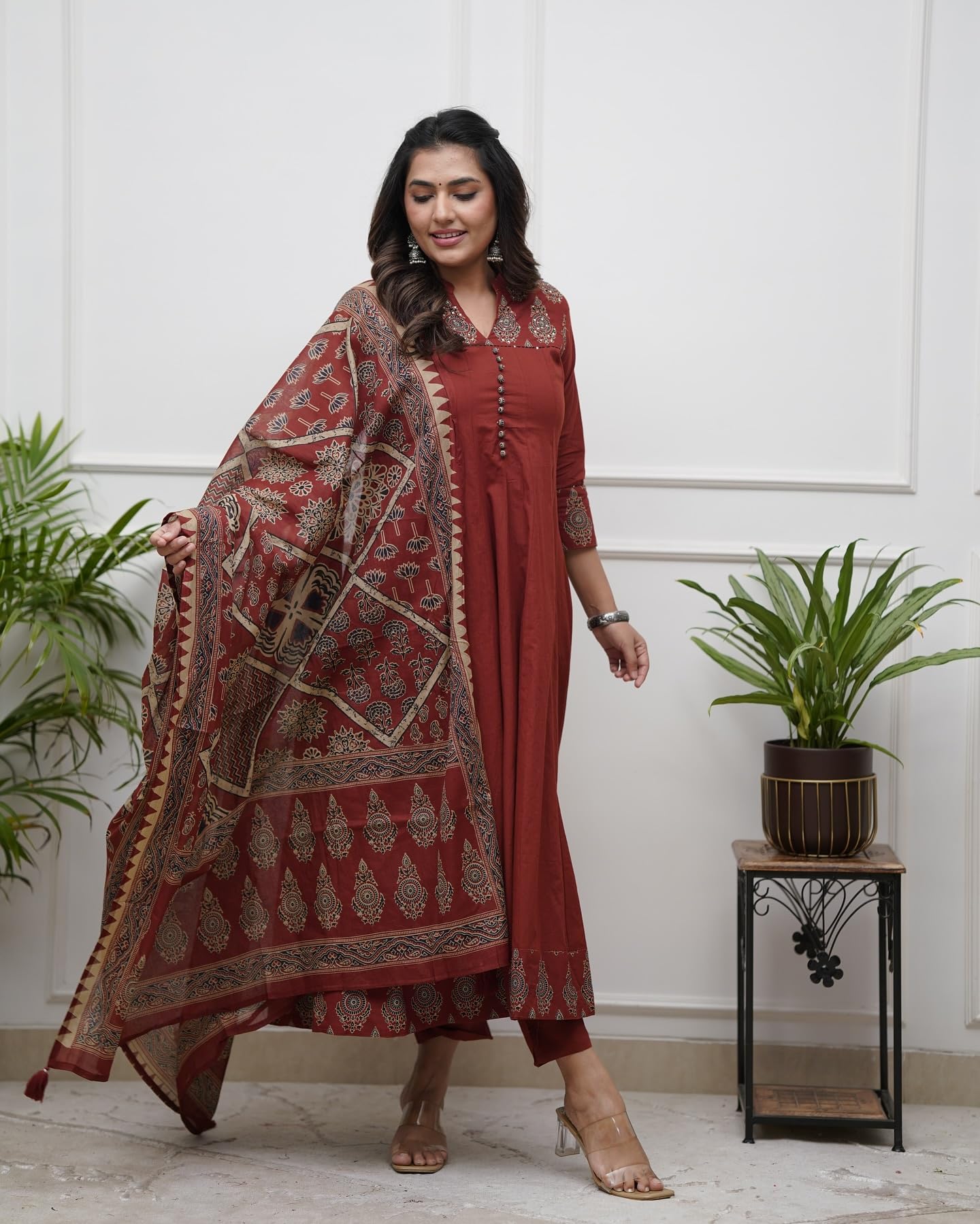 Maroon Anarkali Kurta Set for Women - Image 2