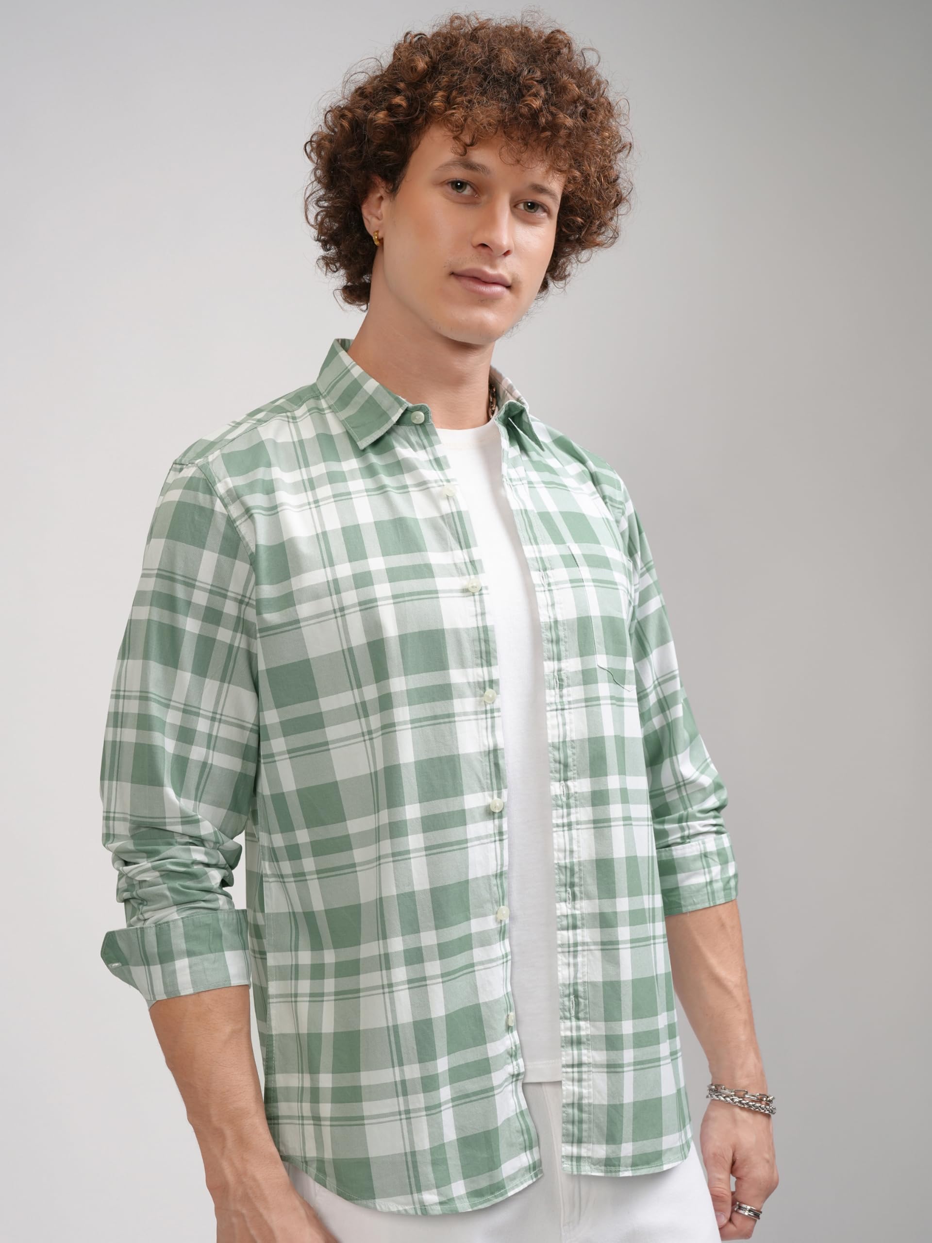 Highlander Men's Checked Shirt - Dusty Green/White - Image 4