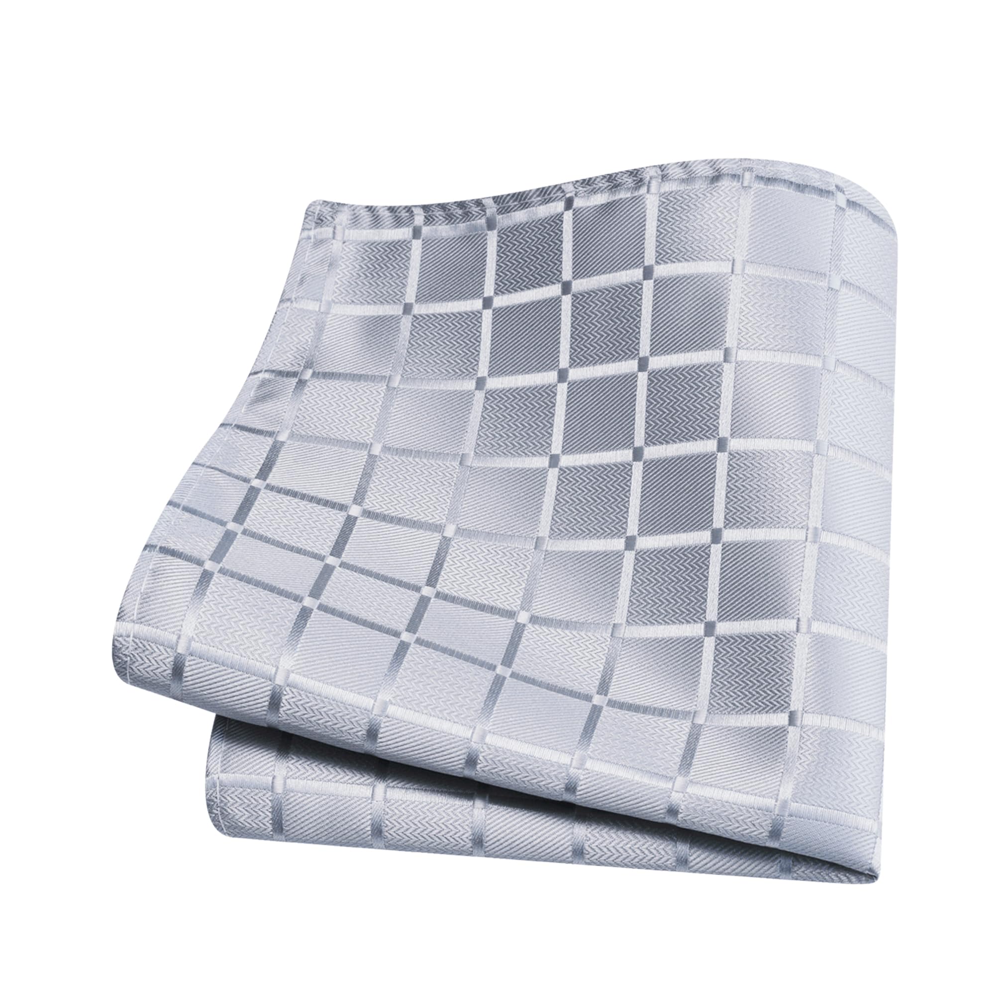 GUSLESON Mens Plaid Wedding Necktie - Light Grey - Image 4