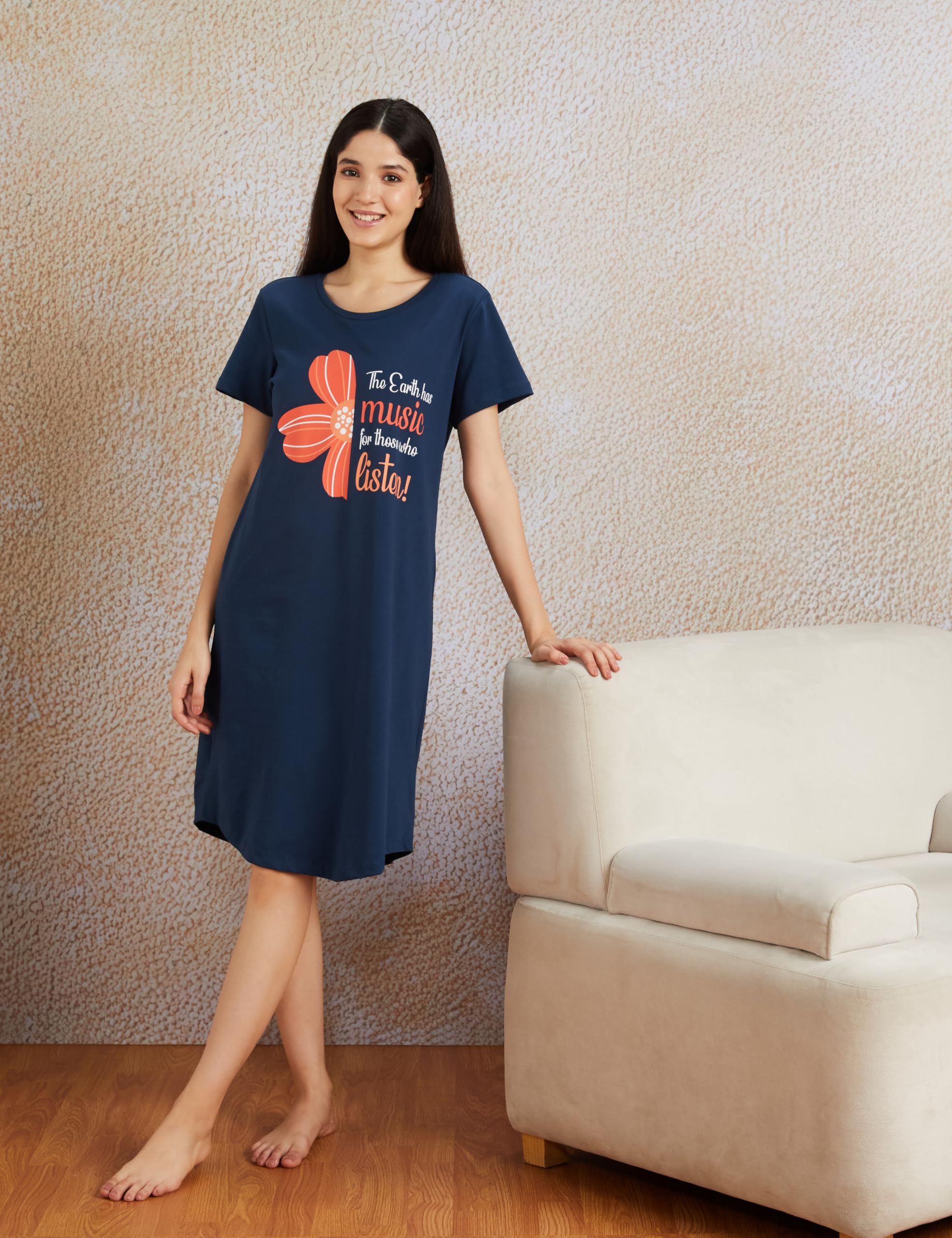 Amazon Women Cotton Knee Length Nighty - Image 3