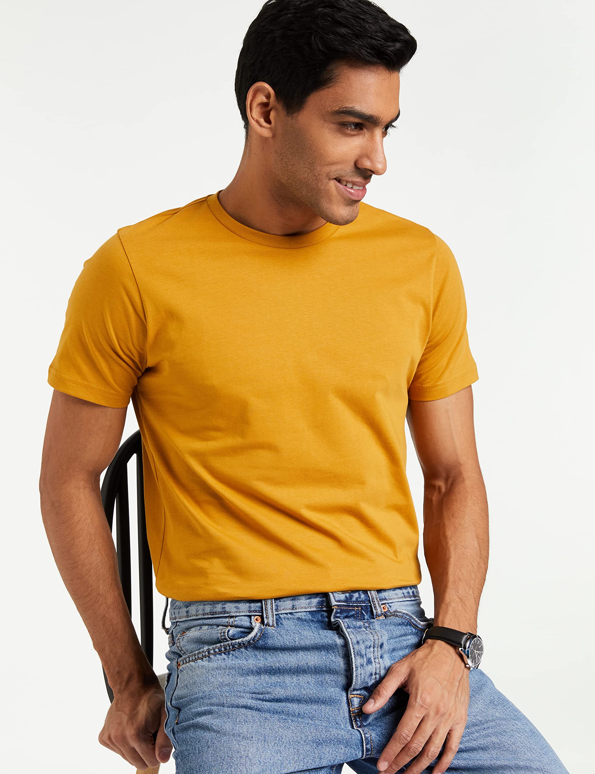 Men's Cotton T-Shirts - Viridian, IncaGold, JetBlack 3 Pack - Image 4