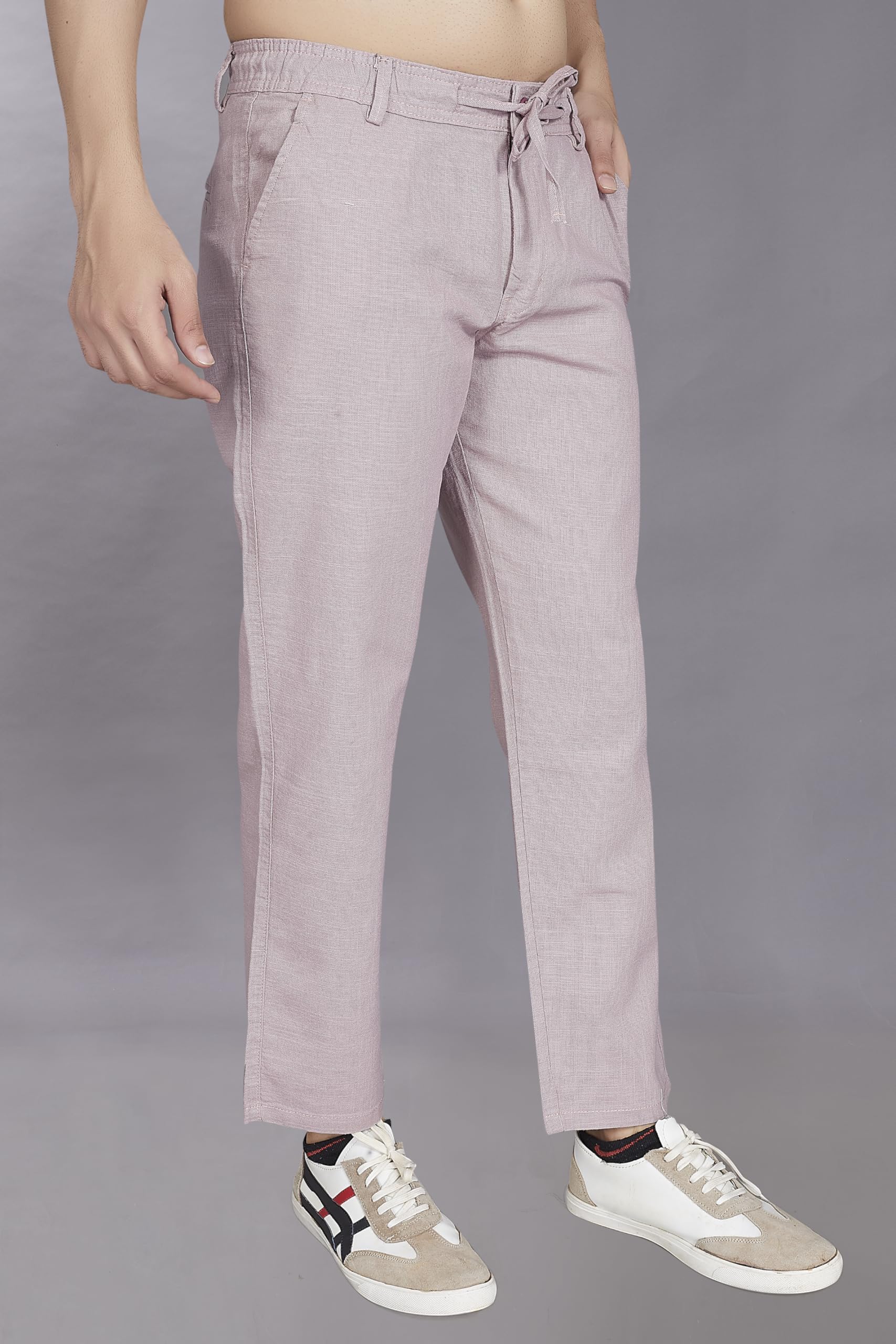 DIVISIVE Men's Pink Cotton Linen Trousers - Image 4