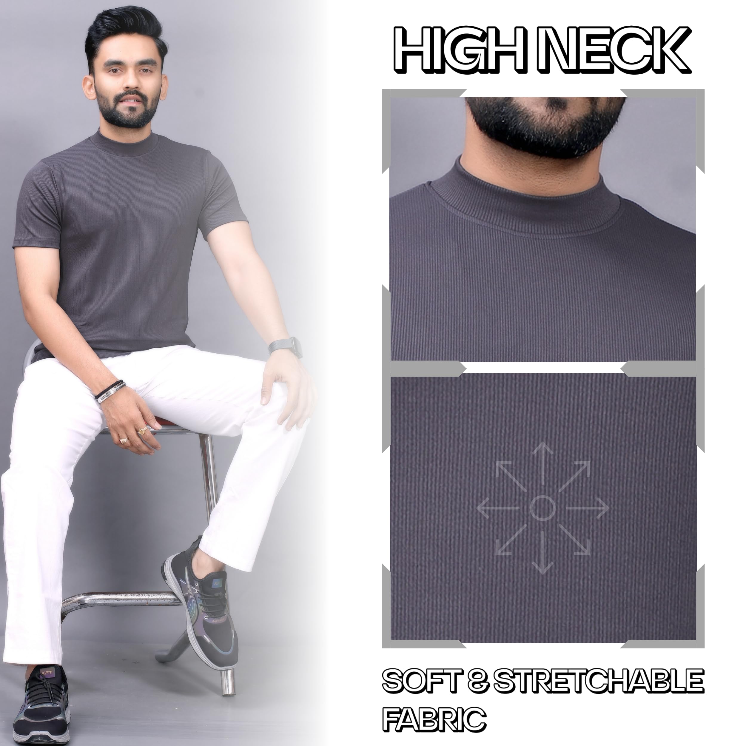 GarbGlide Men's High Neck Half Sleeve T-Shirt - Image 3