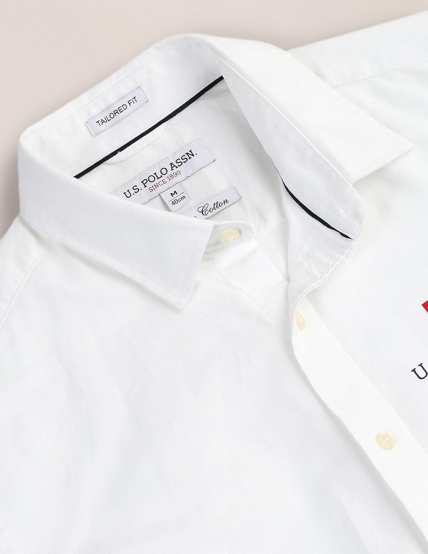 U.S. POLO ASSN. Men Cotton Solid Shirt - White - Image 2