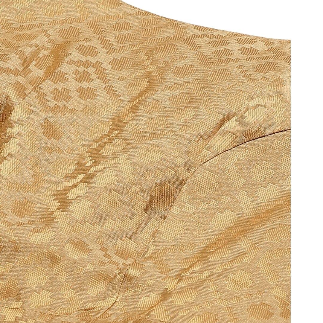 Studio Shringaar Women's Brocade Saree Blouse - Gold - Image 3