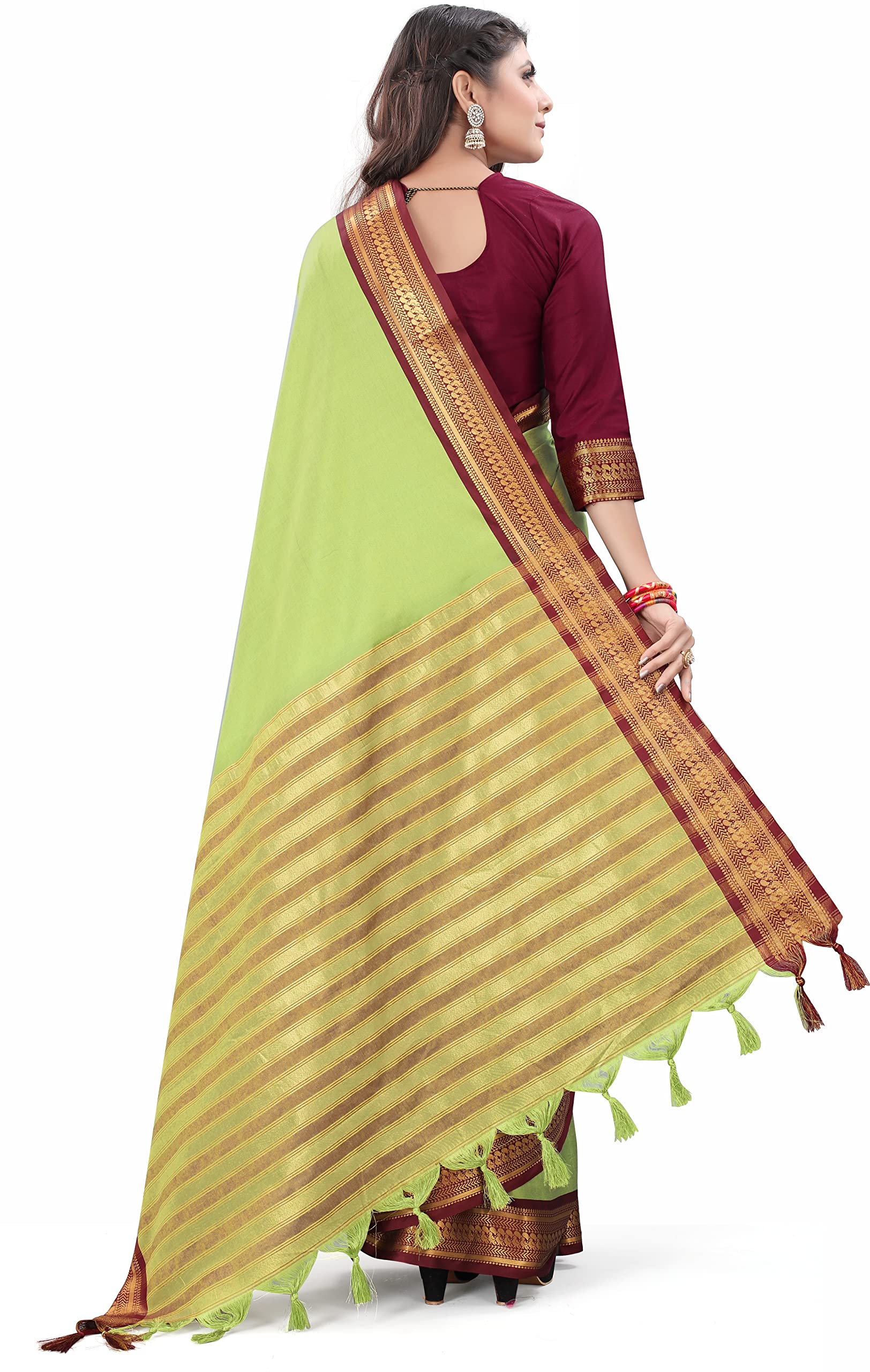 Pista Green Kanjivaram Soft Silk Saree for Women - Image 4