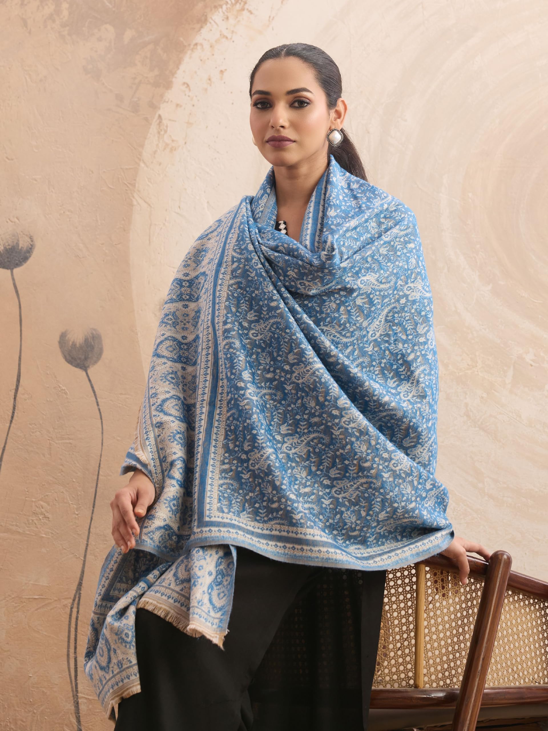 Weavers Villa Women's Acrylic Paisley Shawl - Ferozi - Image 2