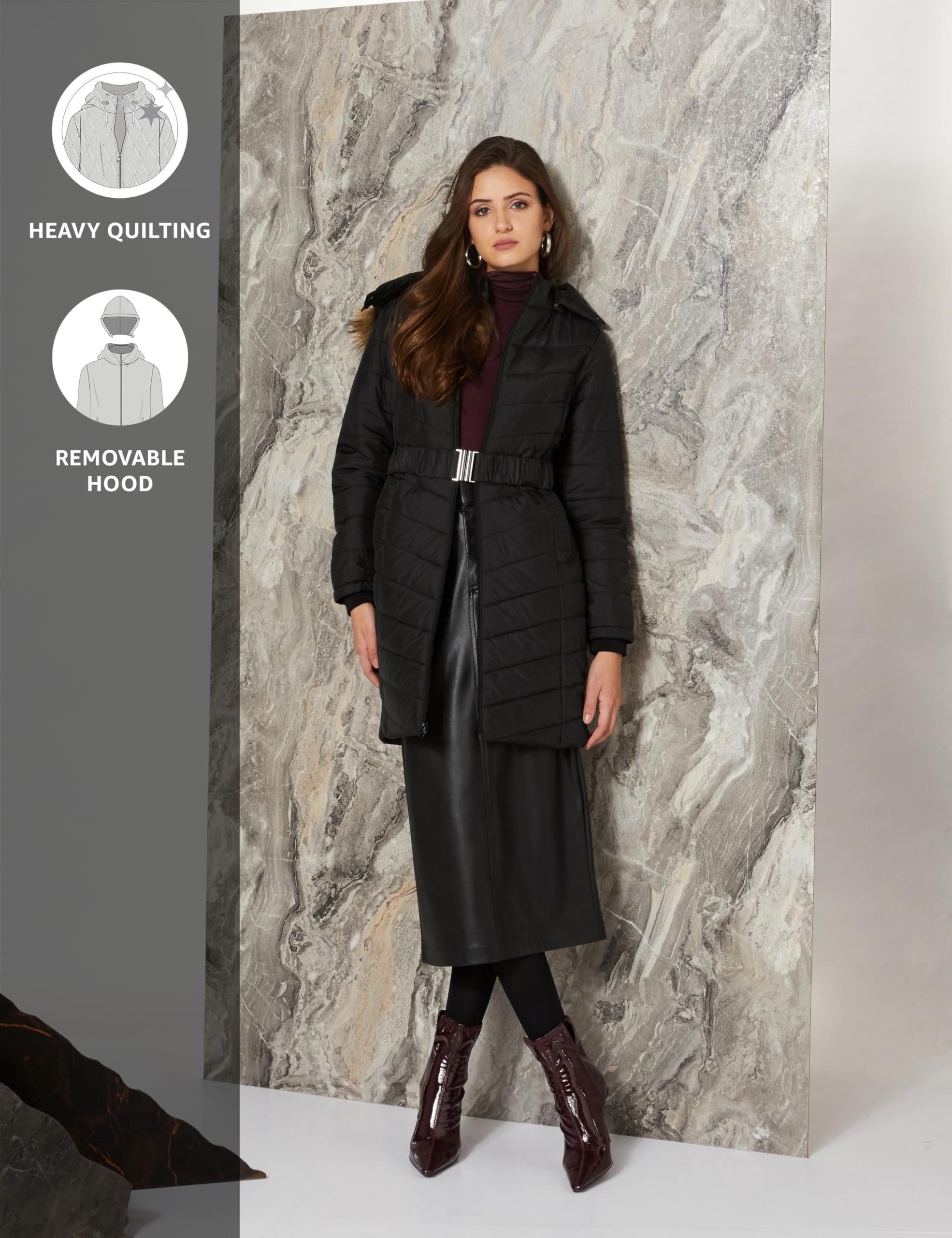 Symbol Women's Quilted Long Parka - Black - Image 3