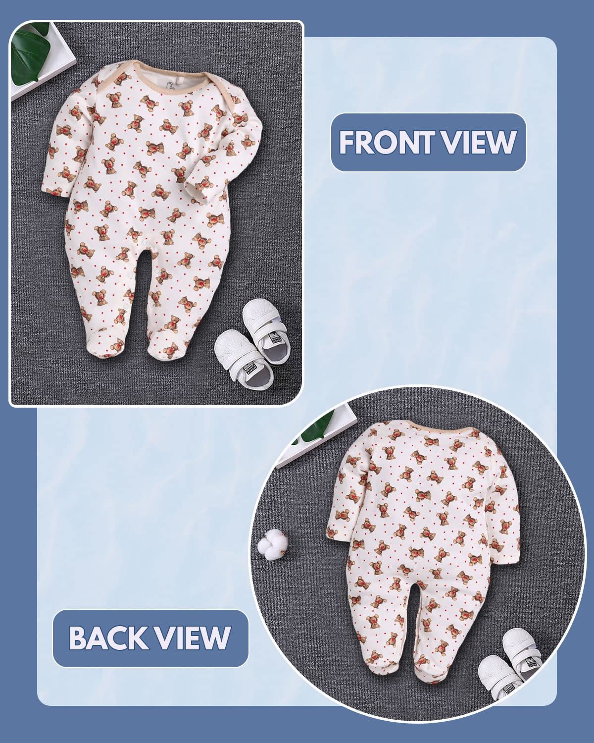 BabyGo Romper for Baby Boys & Girls - Cotton - Image 3