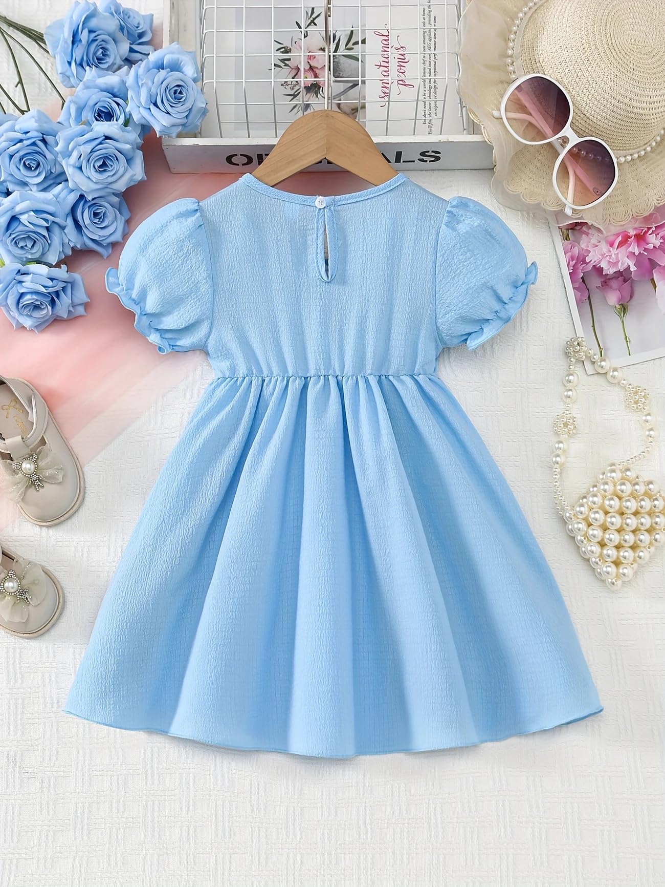 MENSBIT Girl Party Dress - Pink Puff Sleeve - Image 3