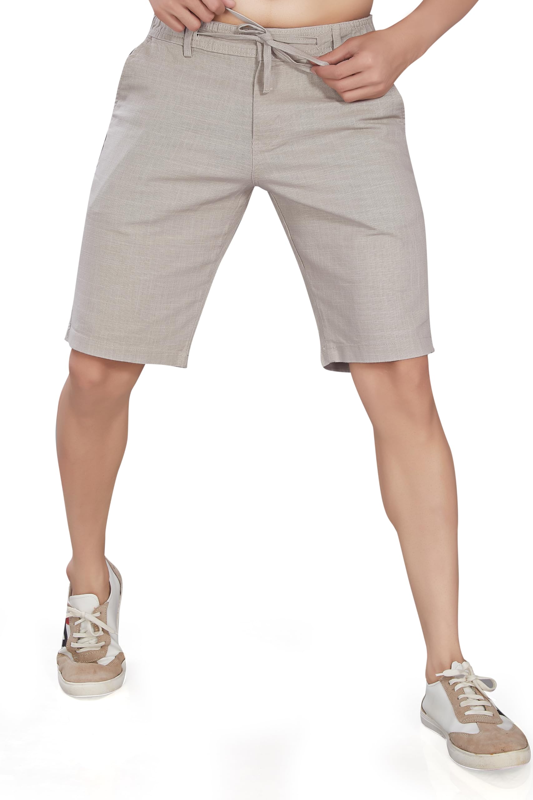 DIVISIVE Men's Relaxed Fit Cotton Linen Blend Shorts - Stone Grey