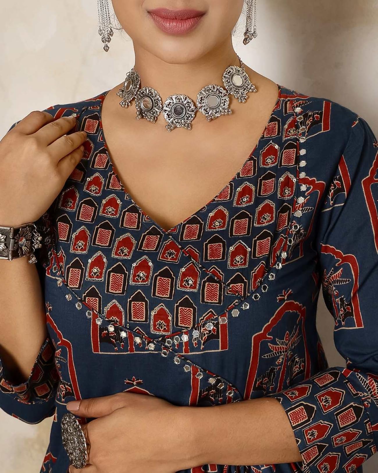 GEKHA Women's Blue Printed Kurta Set - Image 5