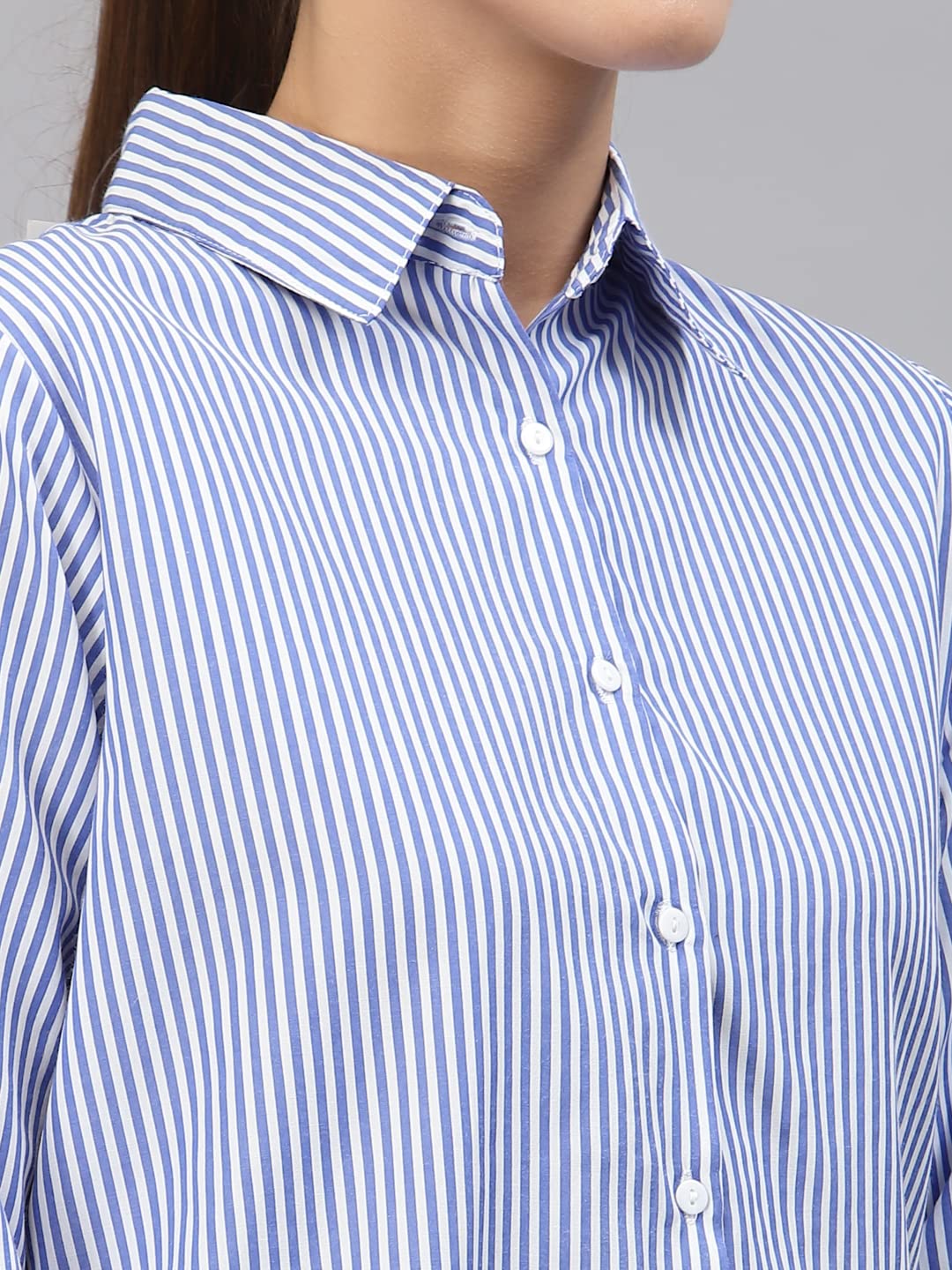 Style Quotient Women Blue Striped Shirt - Image 2