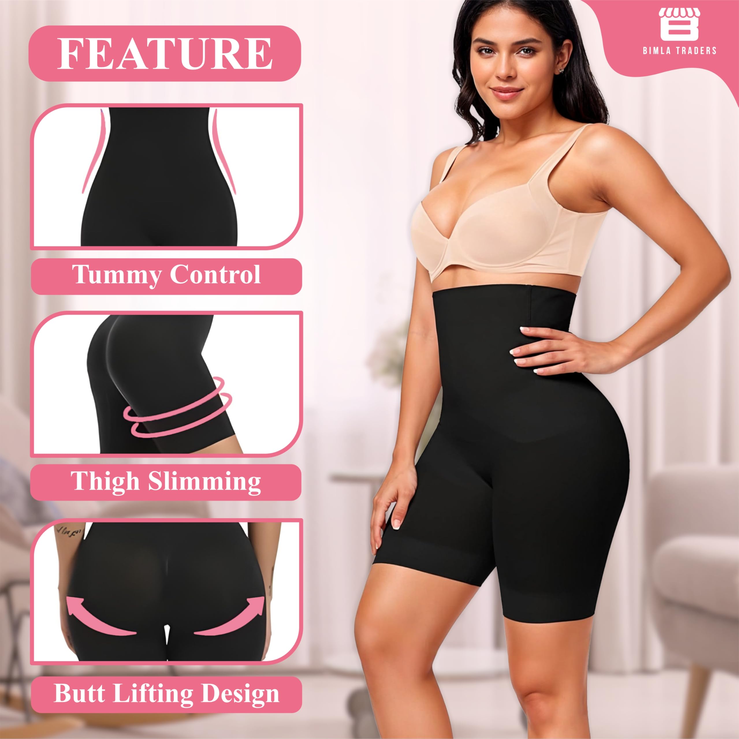 Btag High Waist Tummy Control Shapewear Shorts - Image 2