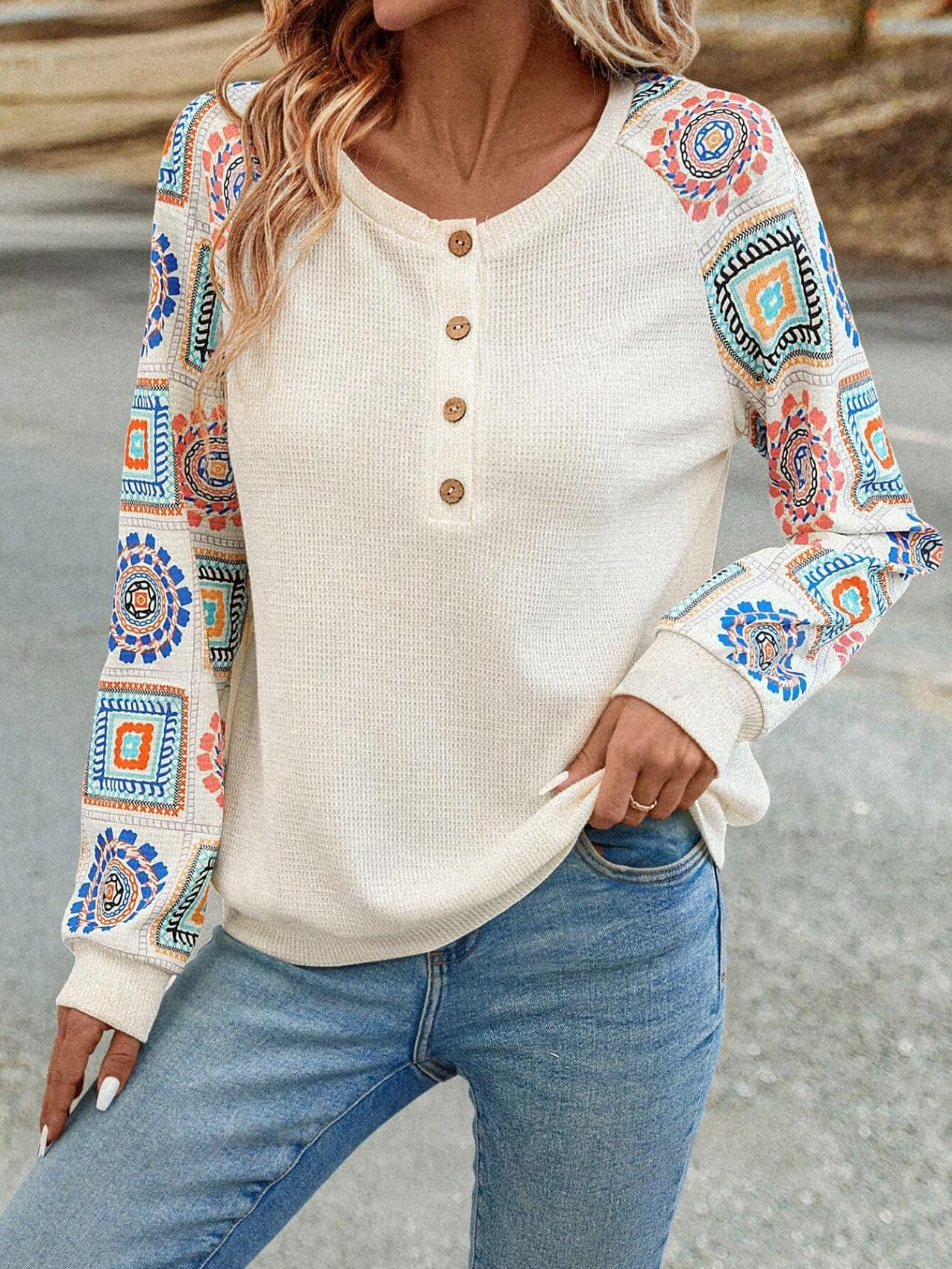 TAGAS Women's Floral Print Top - Off White - Image 3