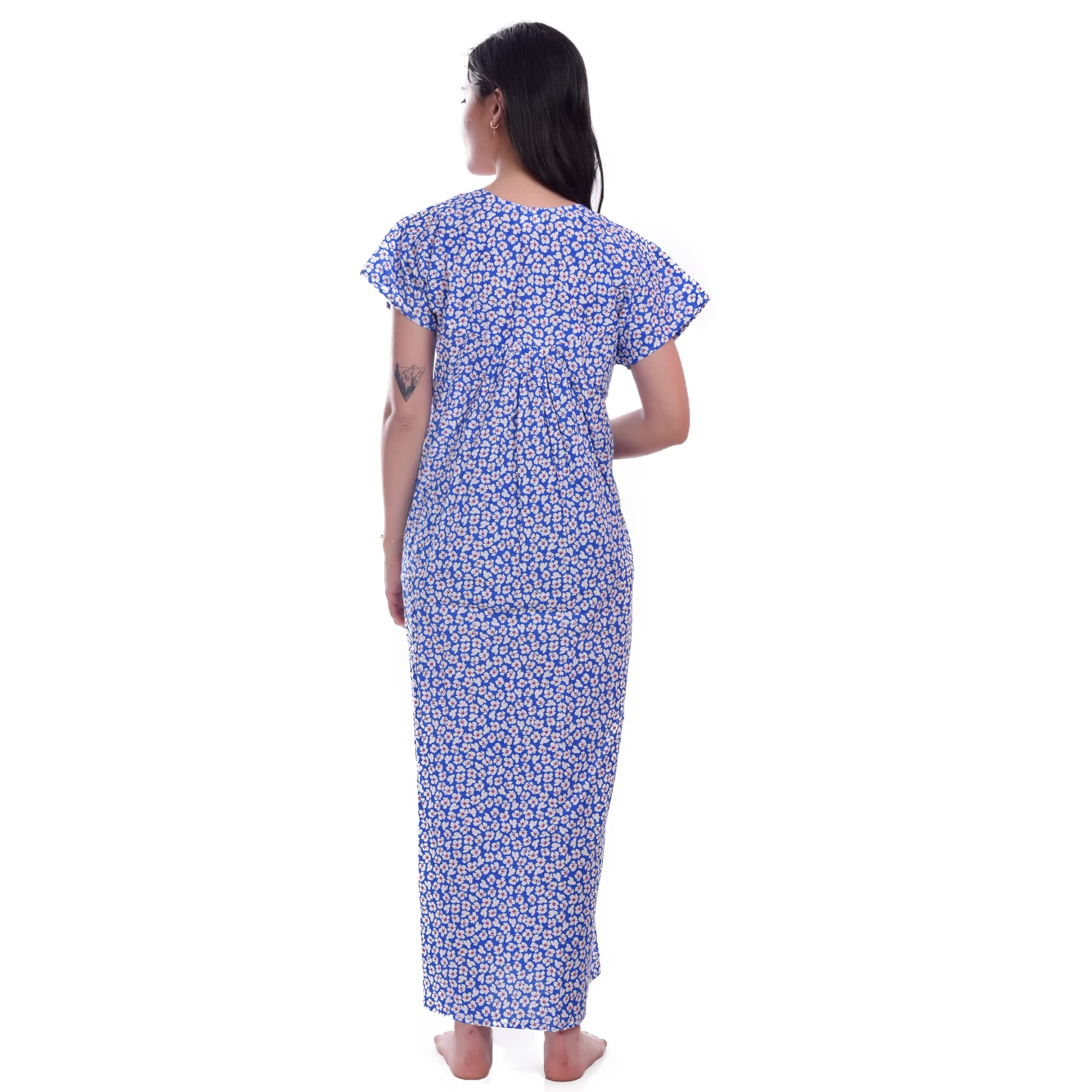 CIERGE Women's Cotton Lace Nighty - Orange & Blue - Image 5