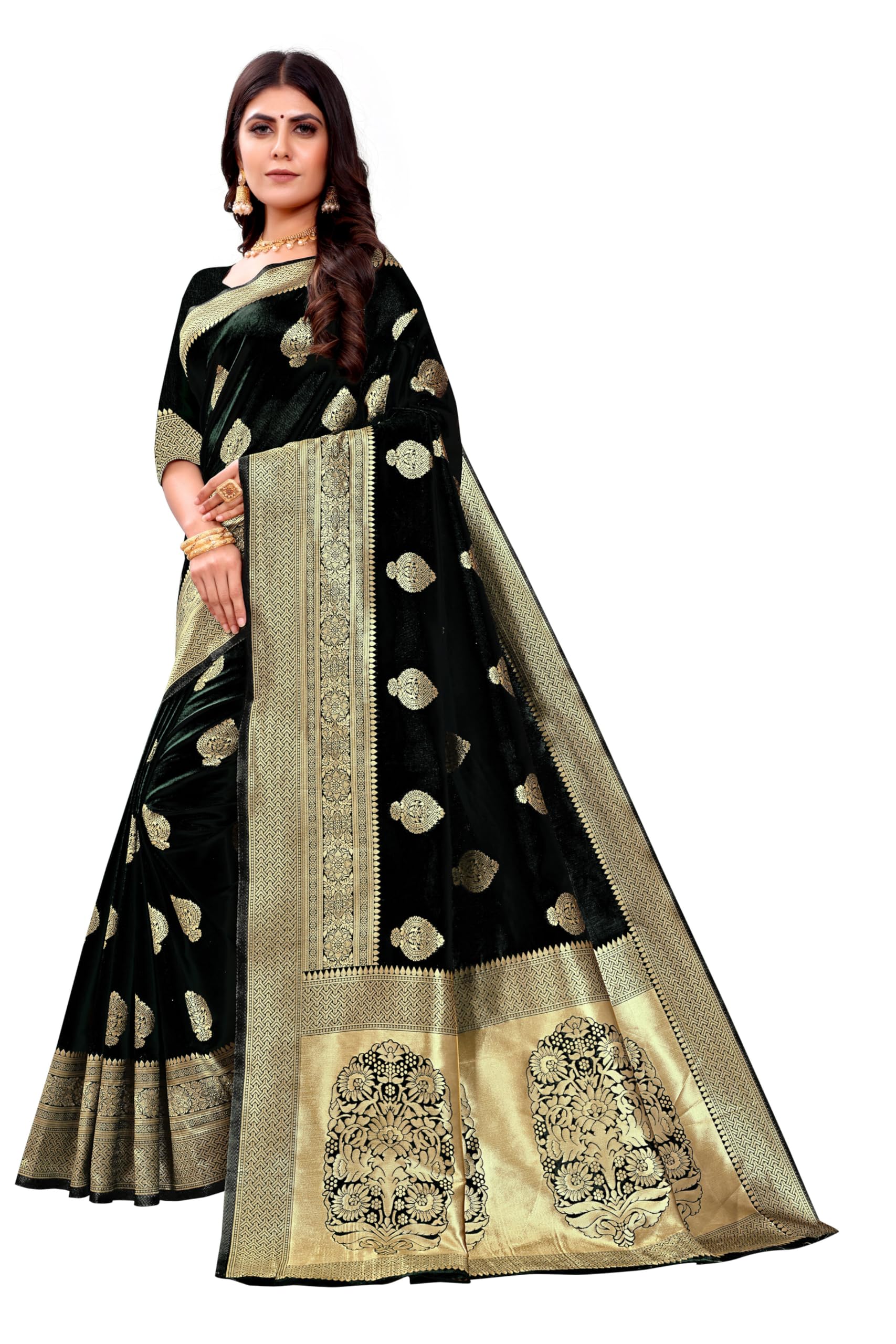 Kanjivaram Art Silk Saree - Black - Image 2