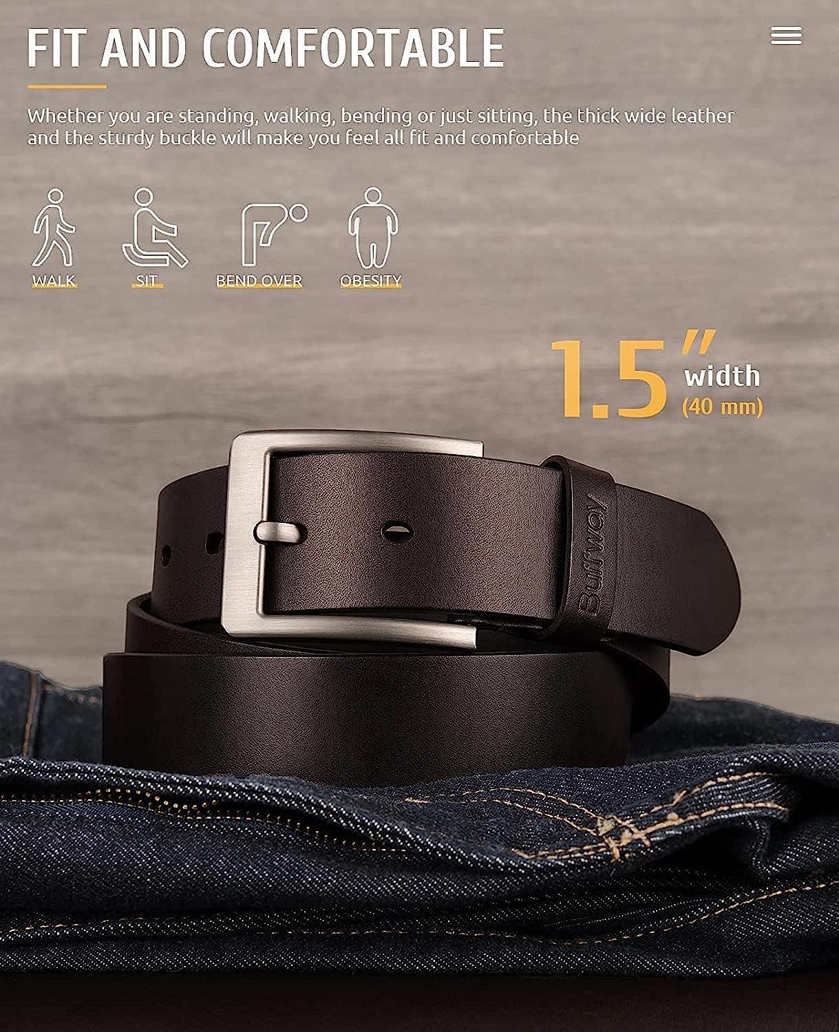 CREATURE Leather Belts for Men - Brown - Image 2