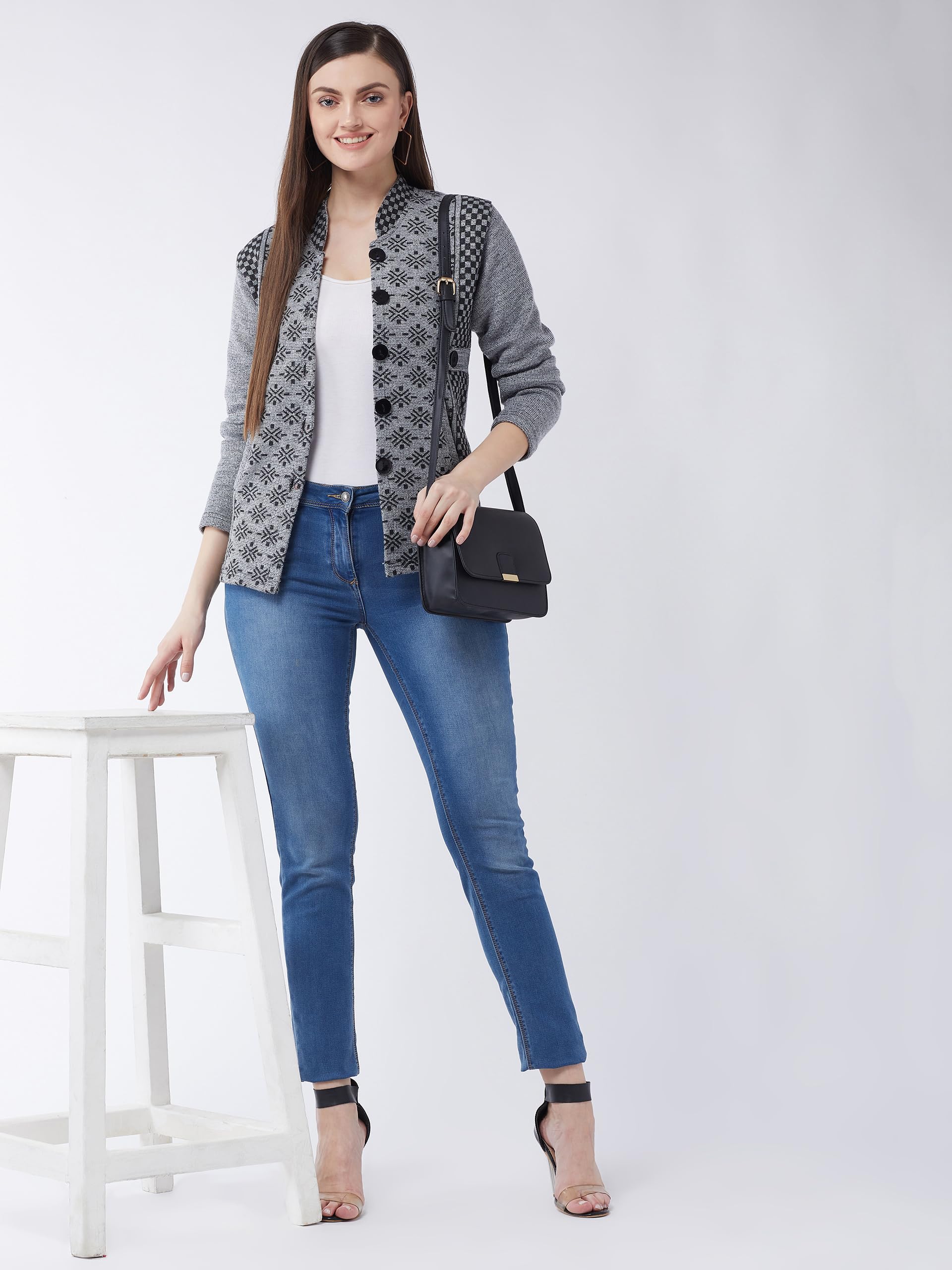 Pivl Women's Grey Acrylic Winter Sweater - Image 3