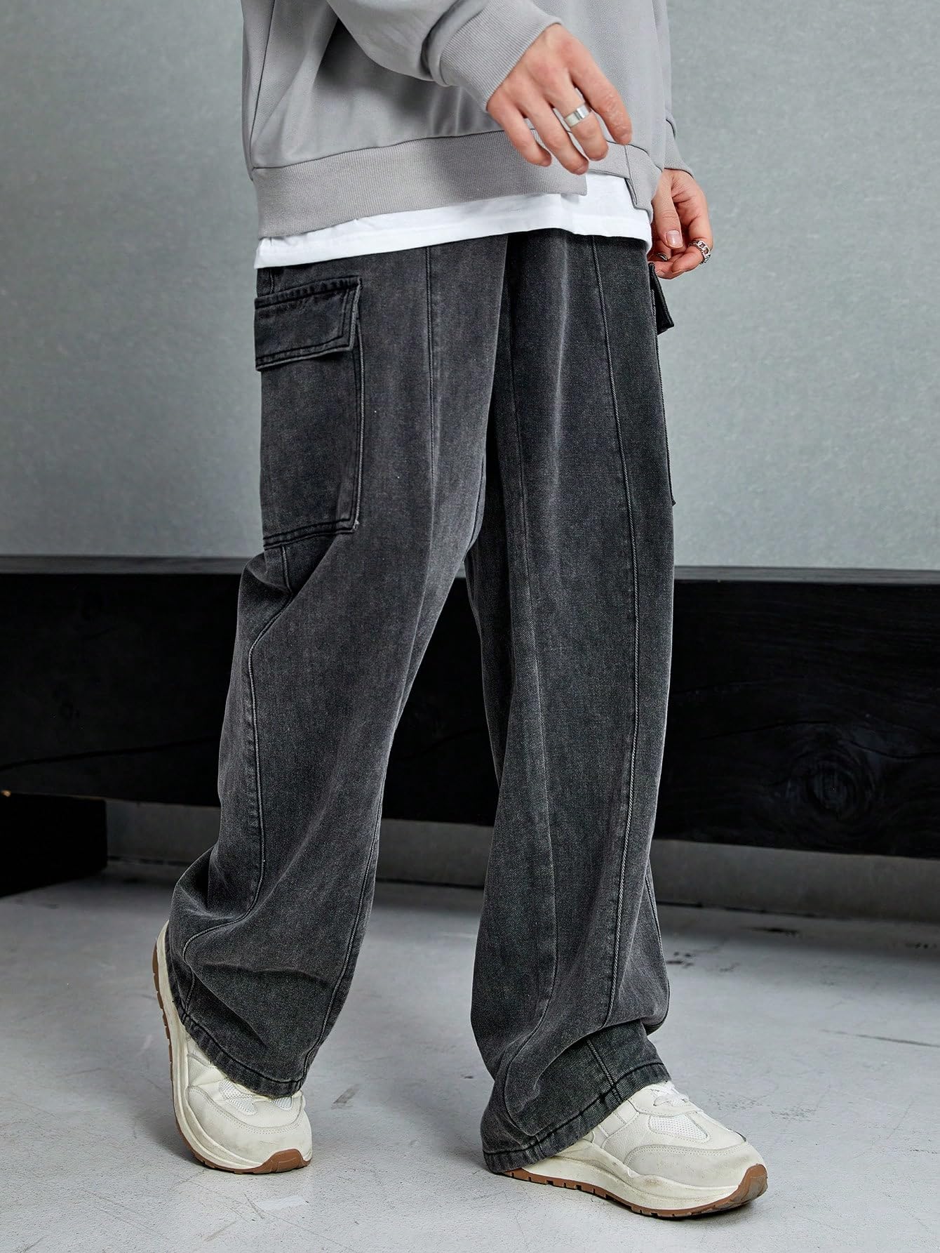 KOTTY Men's Cargo Jeans - Rich Black - Image 2