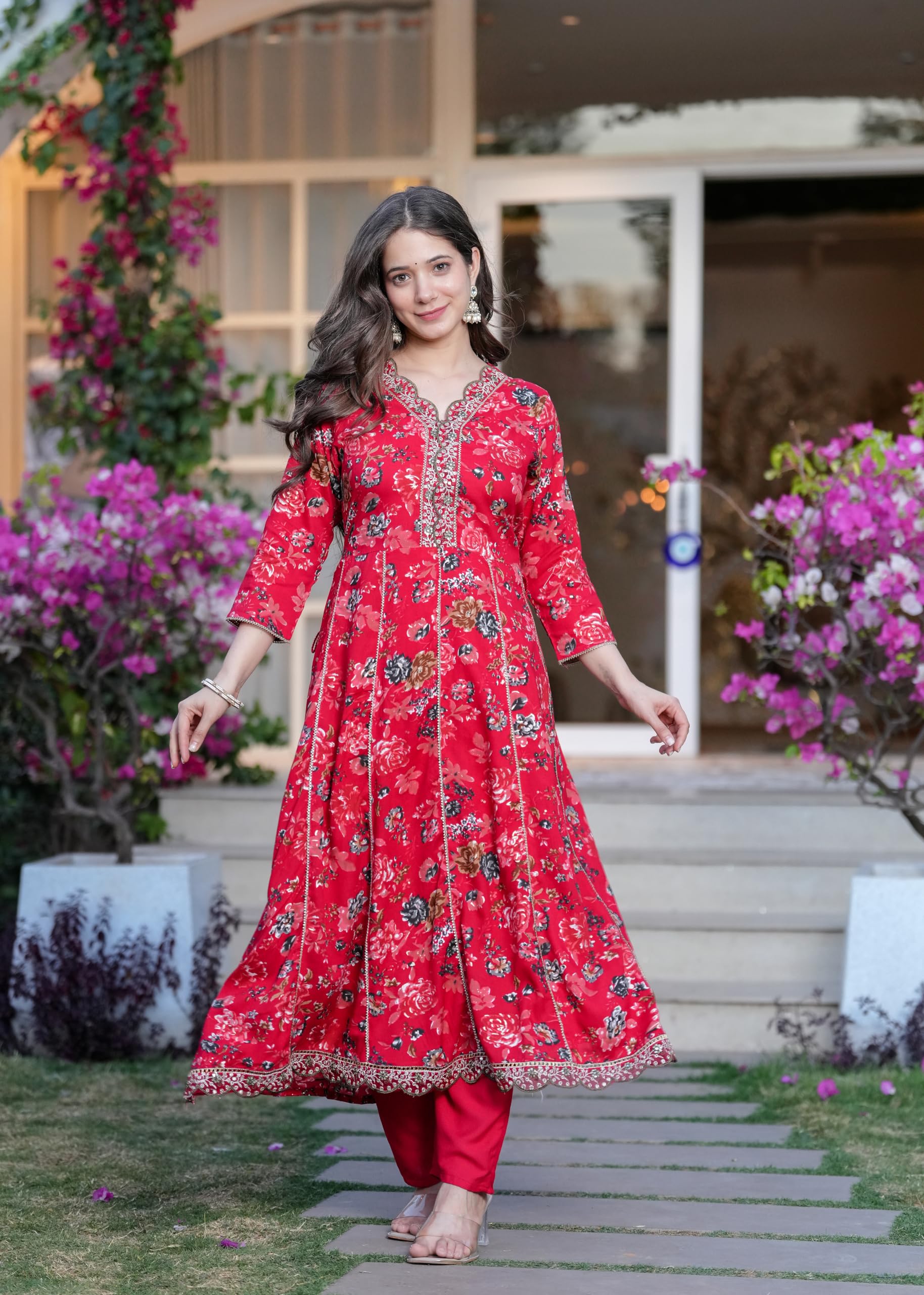 MANHAREE Women's Rayon Anarkali Kurta Set - Image 5