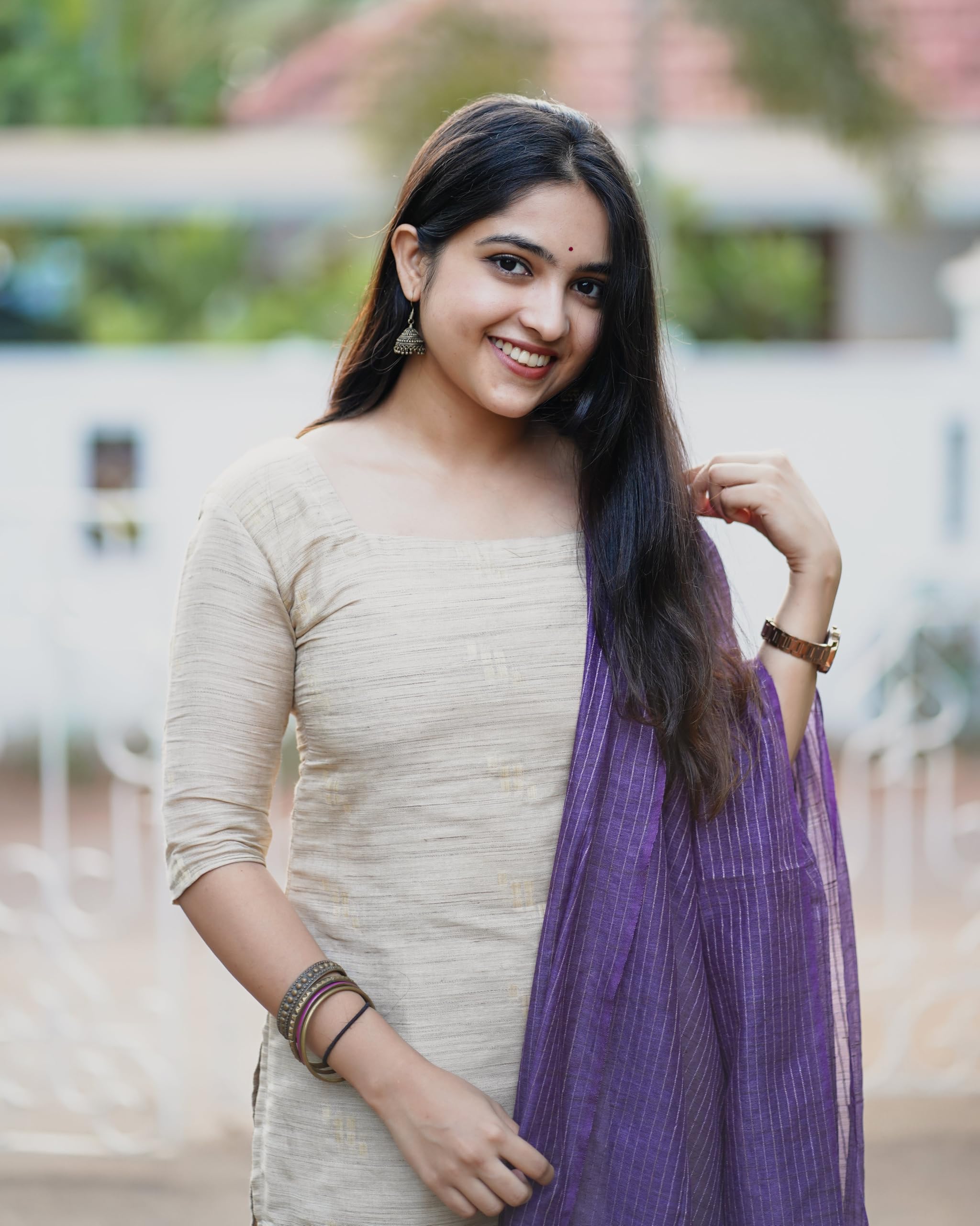 GoSriKi Chanderi Cotton Kurta Set for Women - Beige - Image 5