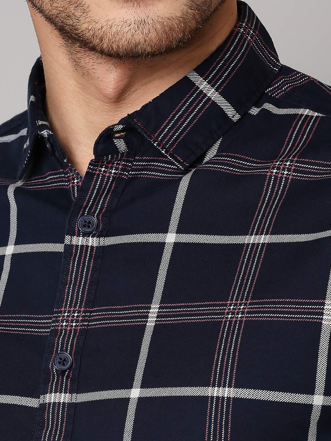 Dennis Lingo Men's Checkered Navy Cotton Shirt - Image 4