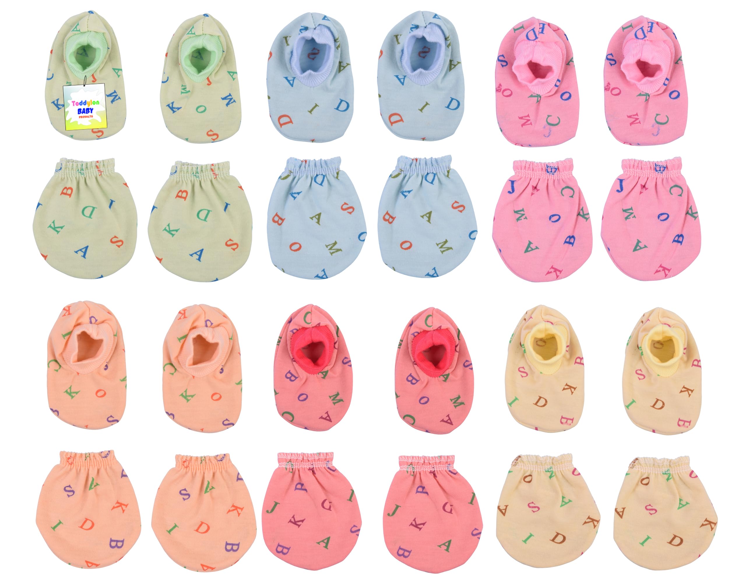 Toddylon Baby Mitten and Booties Set - Light Multicolor