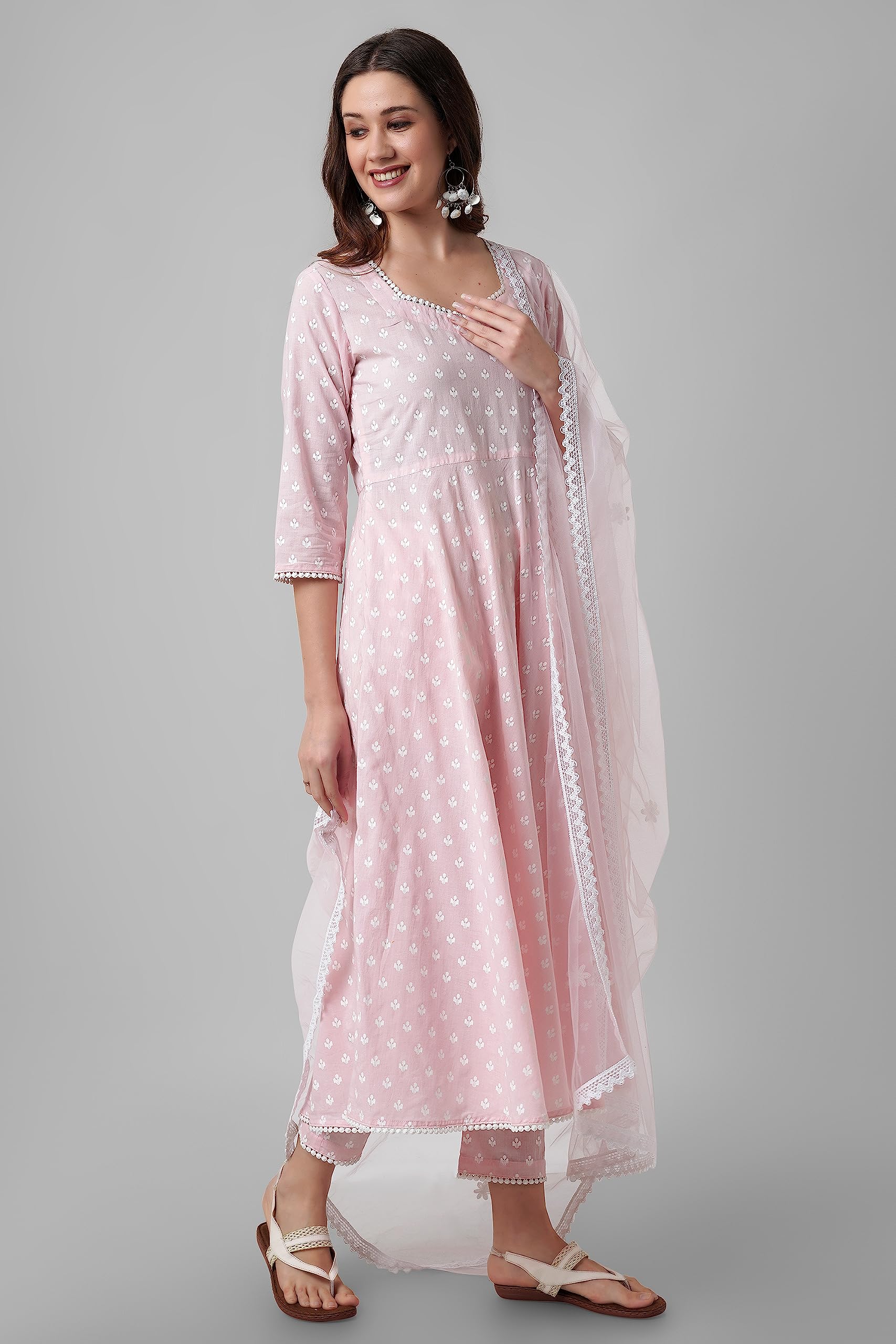 miss fame Women's Anarkali Kurta - Pink - Image 3