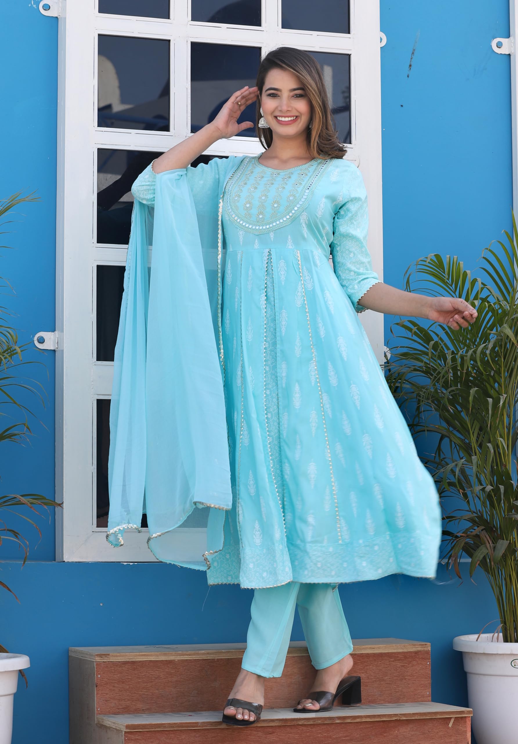 JD Finishing Rayon Printed Kurta Set for Women - Image 3