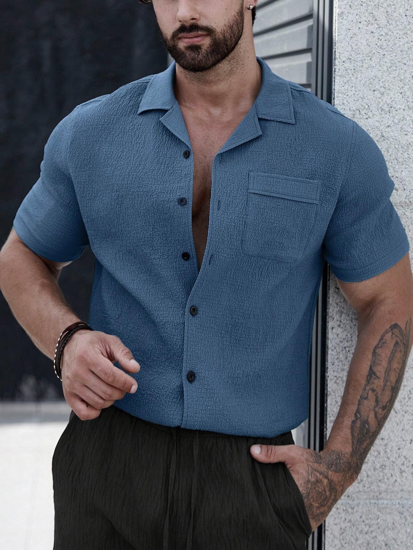 Lymio Men's Casual Shirt - Grey - Image 4