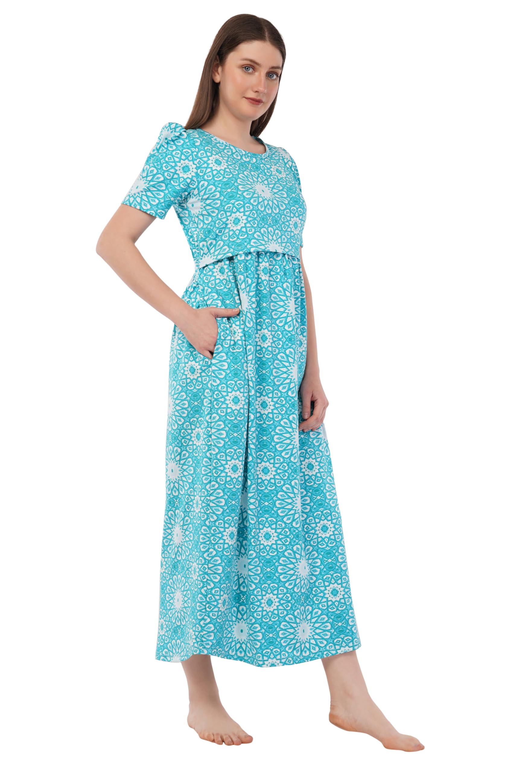 kekabu Maternity Nursing Nighty - Multi Colour - Image 5