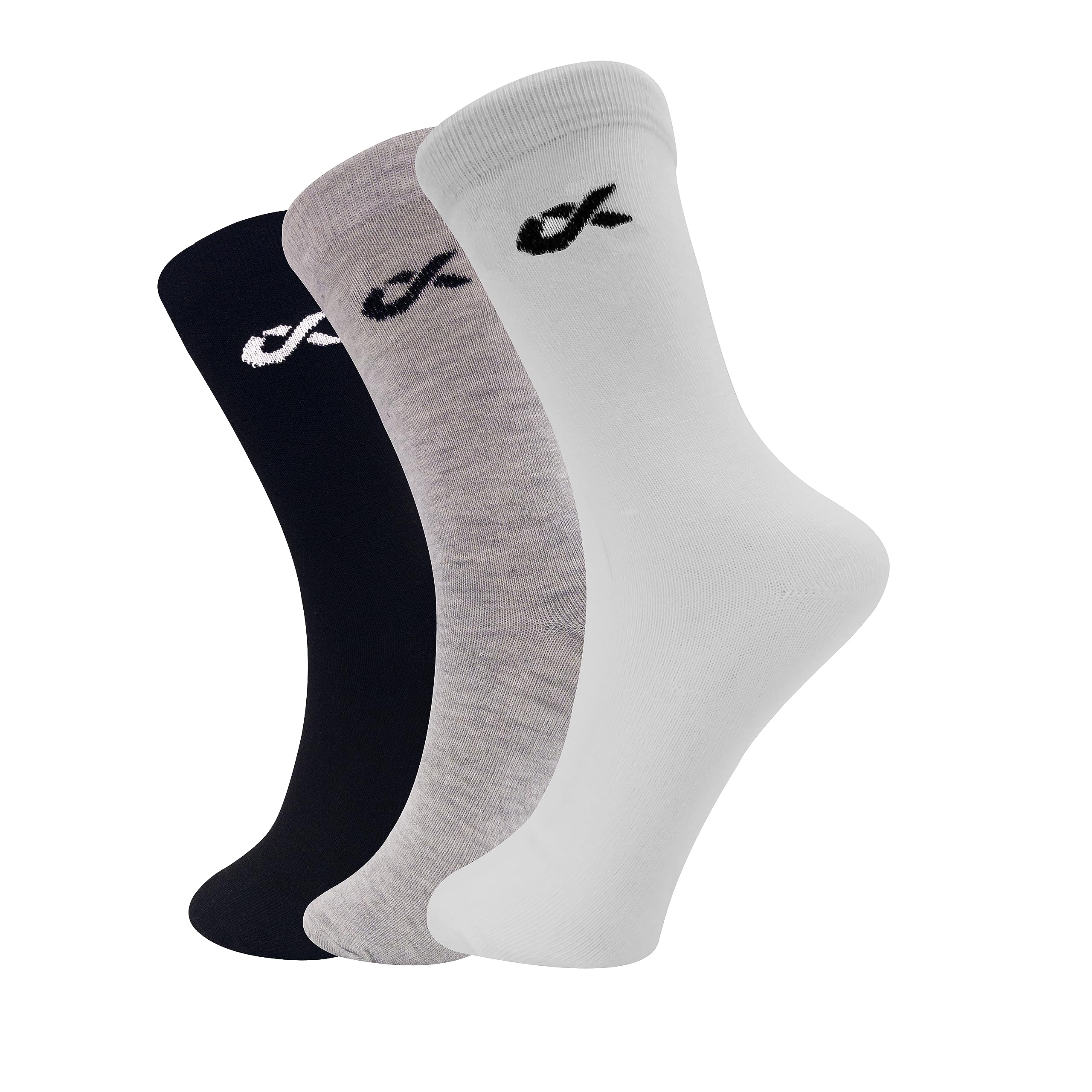 XJARVIS Men's Formal Crew Socks - Black, White, Grey