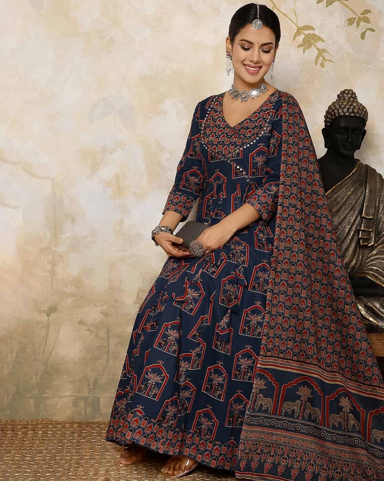 GEKHA Women's Blue Printed Kurta Set - Image 2