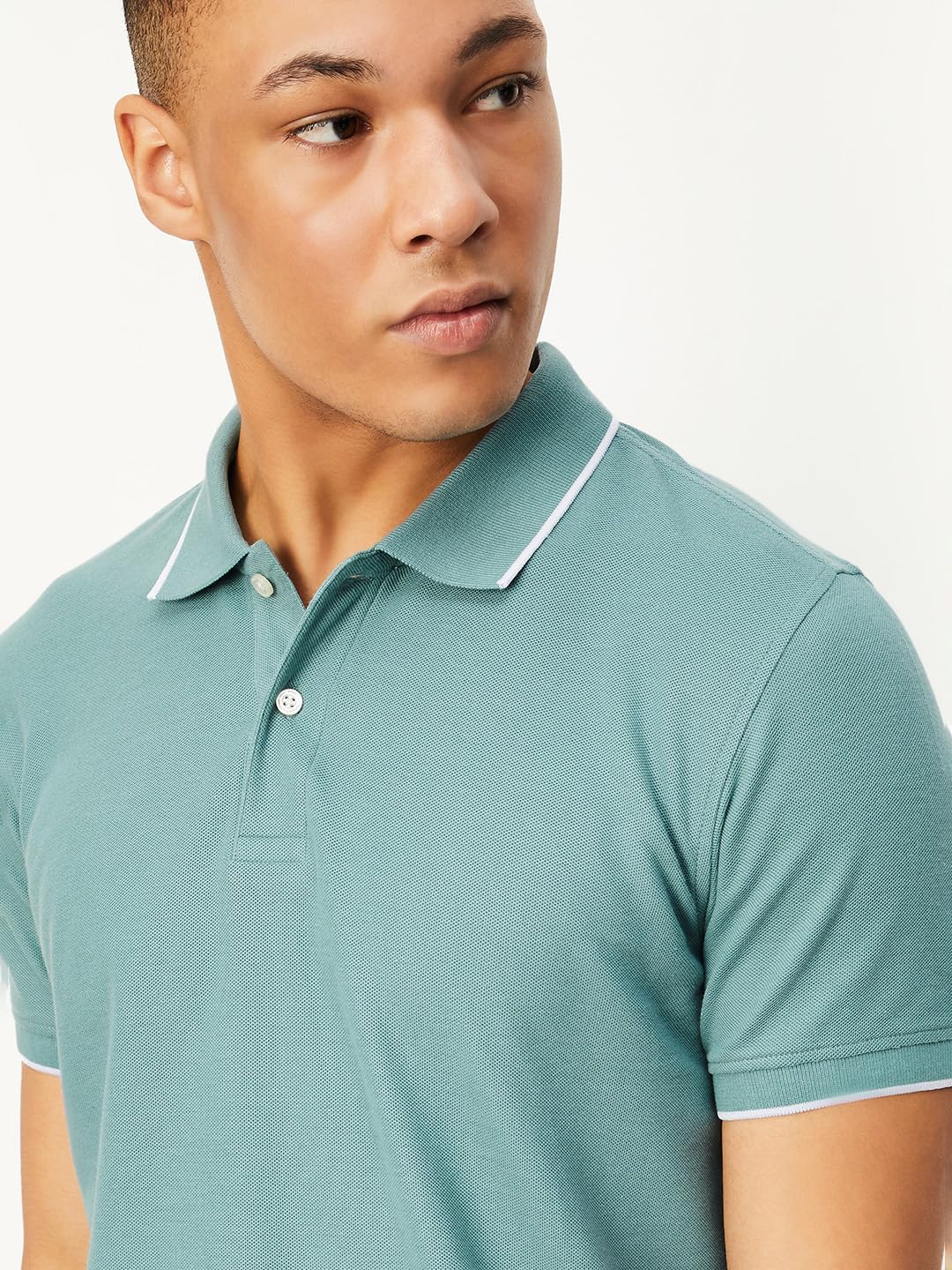 max Men Polo Neck T-Shirt - Aqua - Image 4