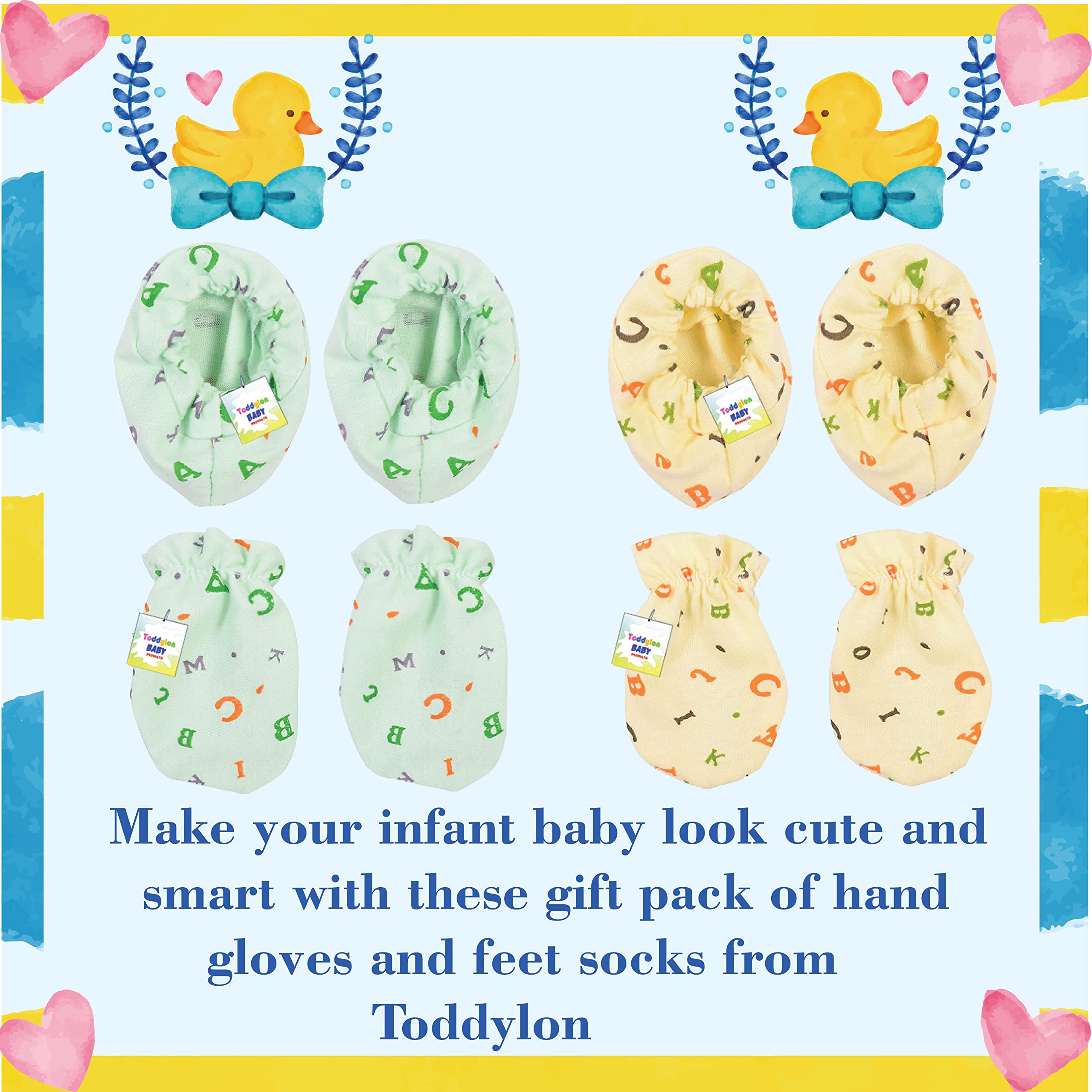 Toddylon Baby Mitten and Booties Set - Light Multicolor - Image 5