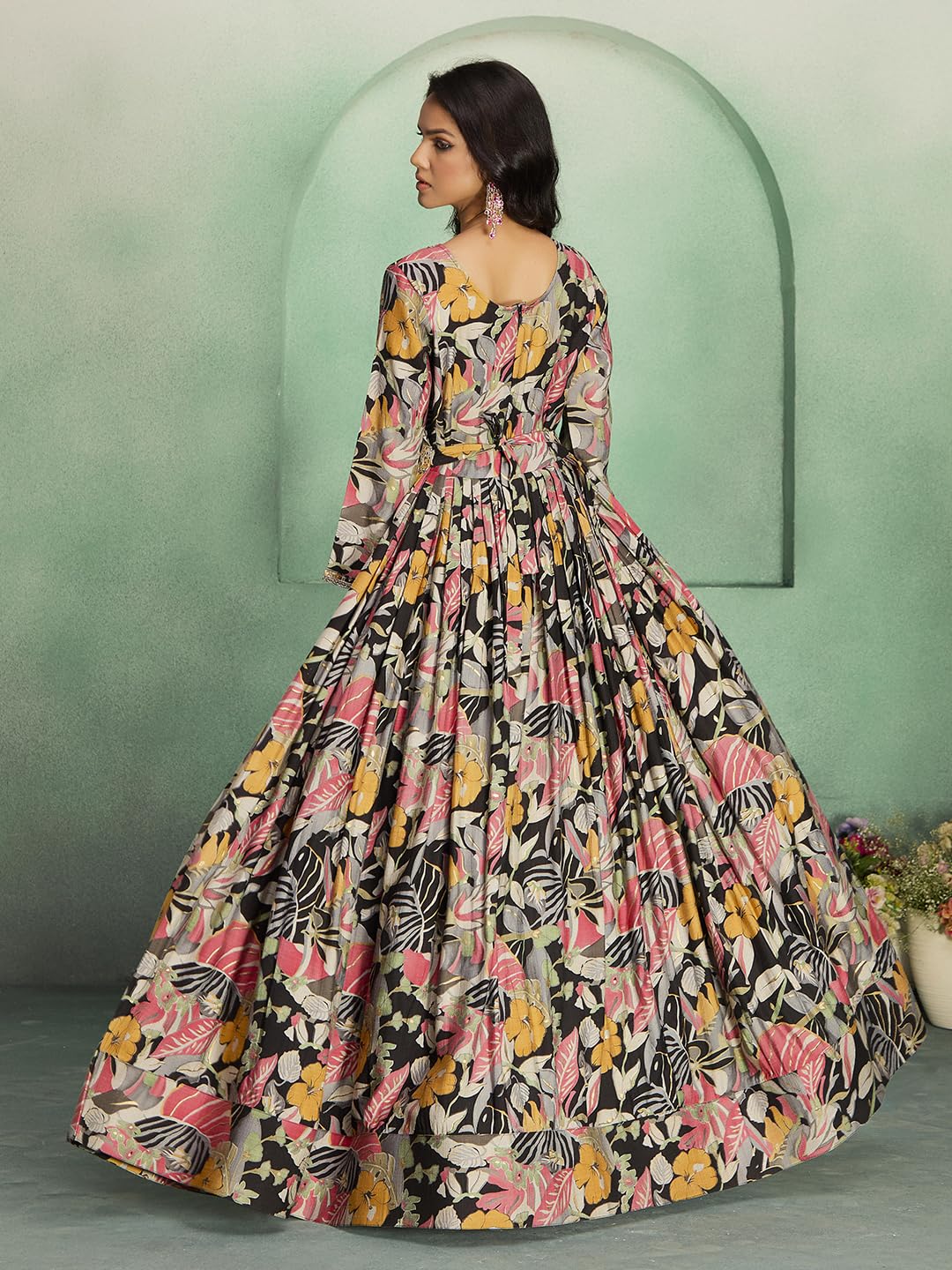 Madhuram Textiles Black Anarkali Gown with Embroidery - Image 2