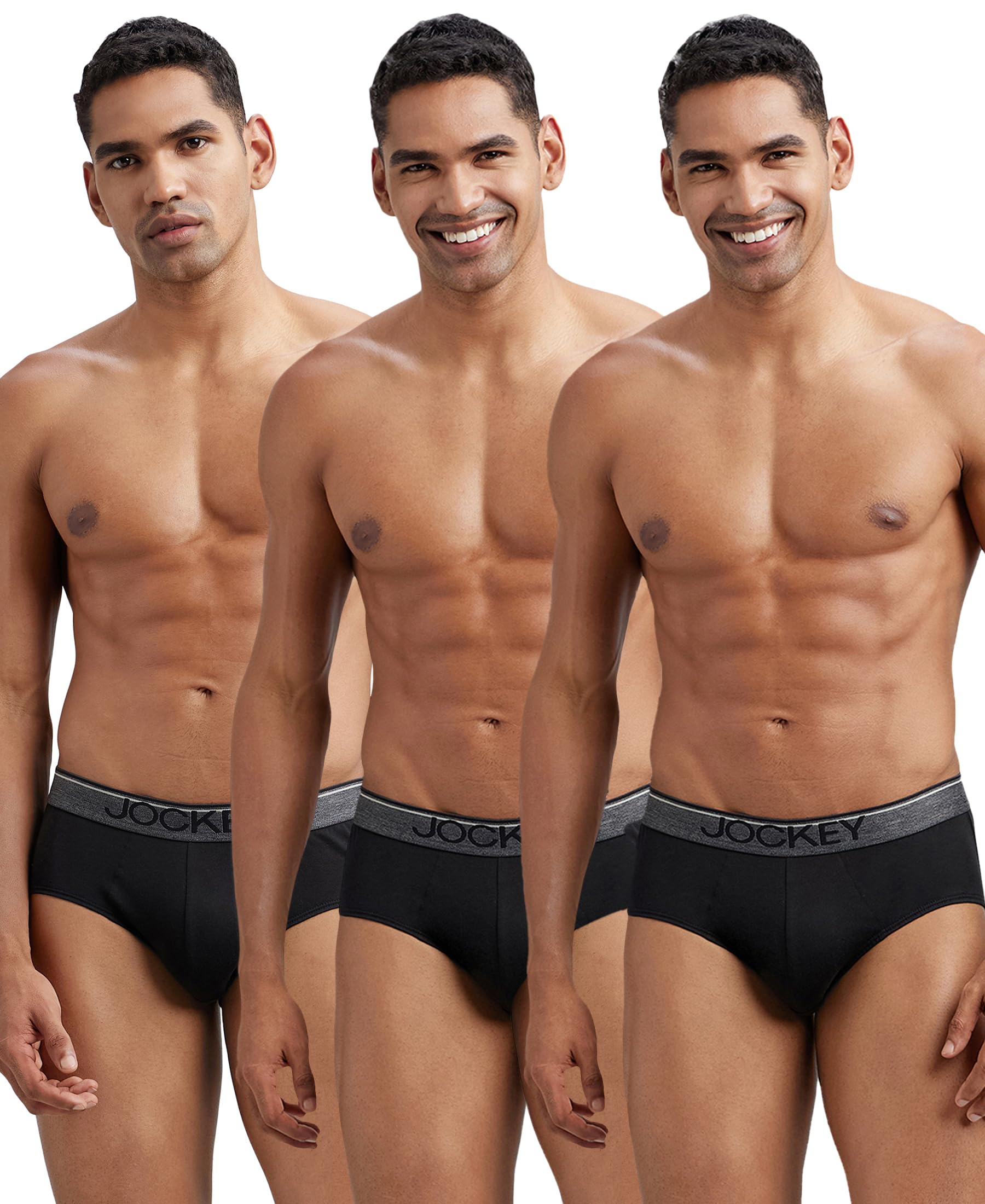 Jockey Men's Cotton Solid Brief - Black