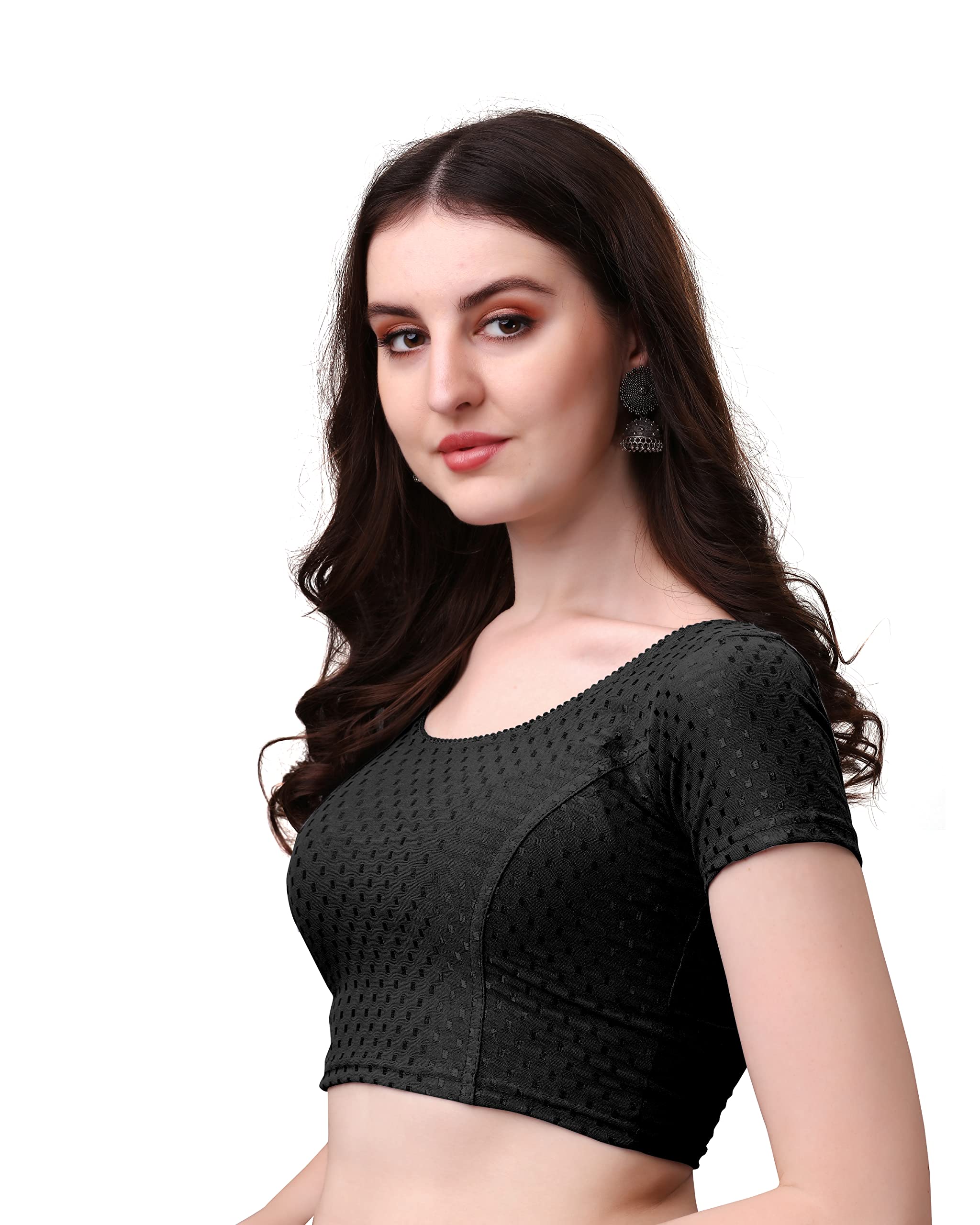Kipzy Women's Cotton Saree Blouse - Round Neck - Image 4