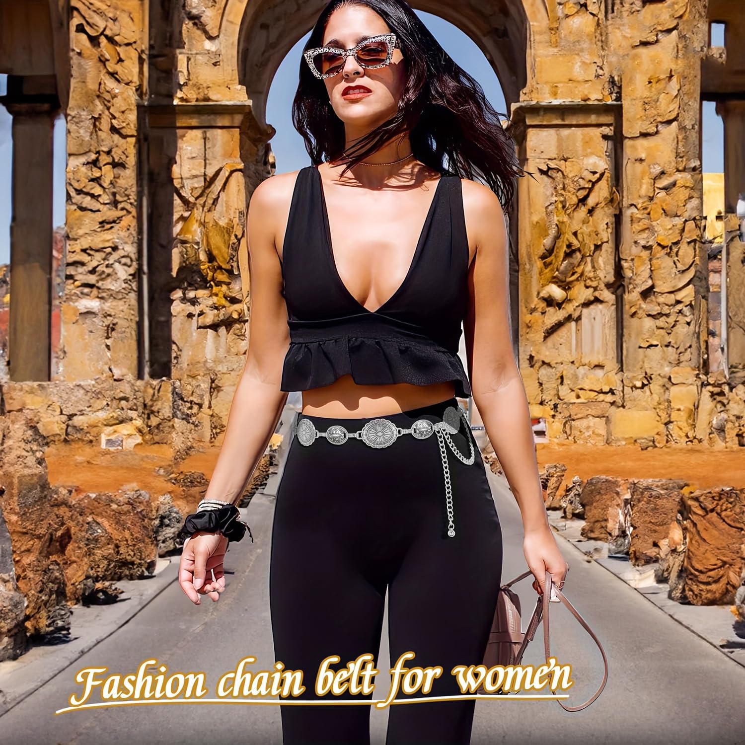 Silver Oxidised Waist Belt for Women - Image 4